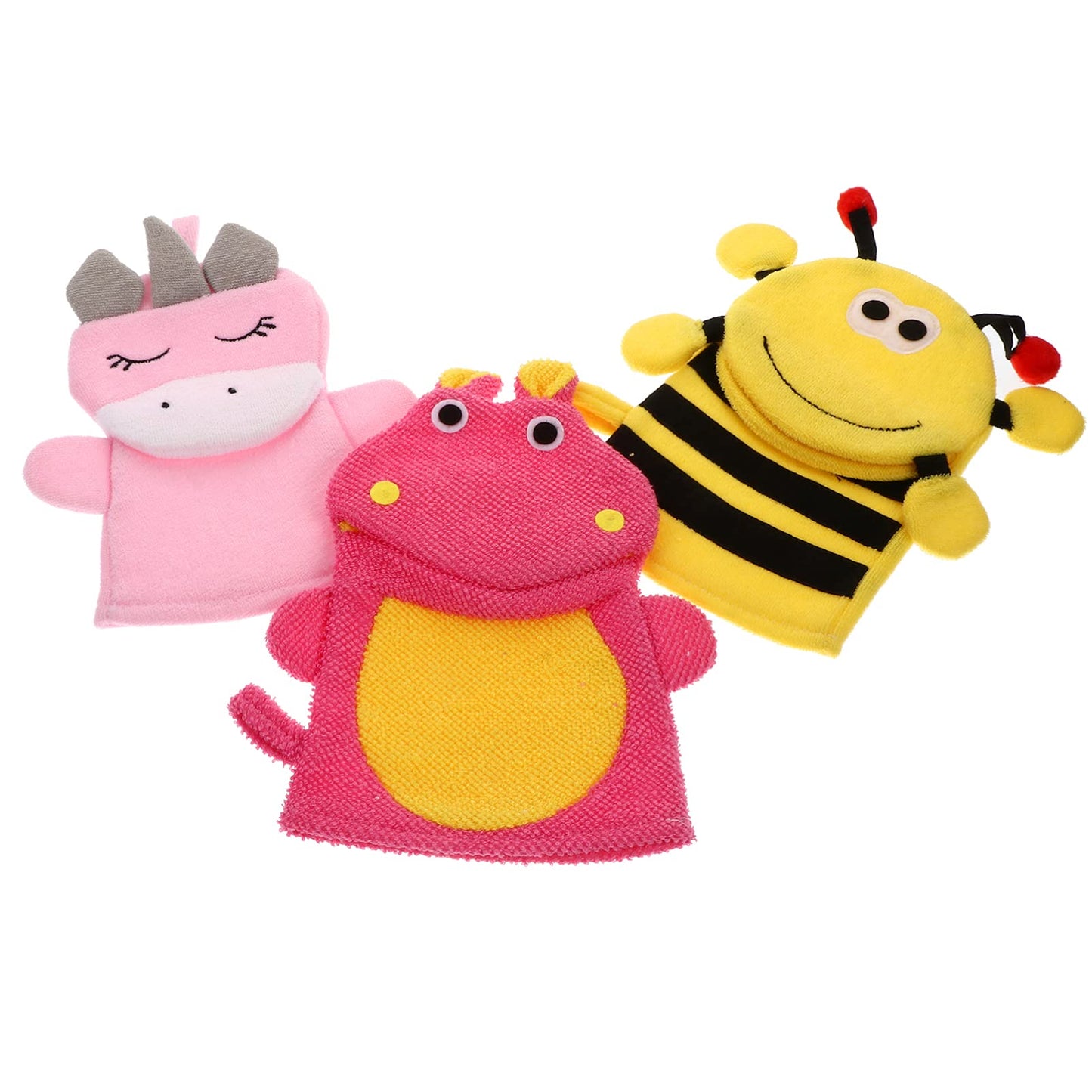 ARTIBETTER Cute Animal Bath Scrub Gloves for Kids - 3 Pack Toddler Bath Mitts Washcloths - Soft Wash Sponge for Baby Bathing Beauty and Personal Care ARTIBETTER