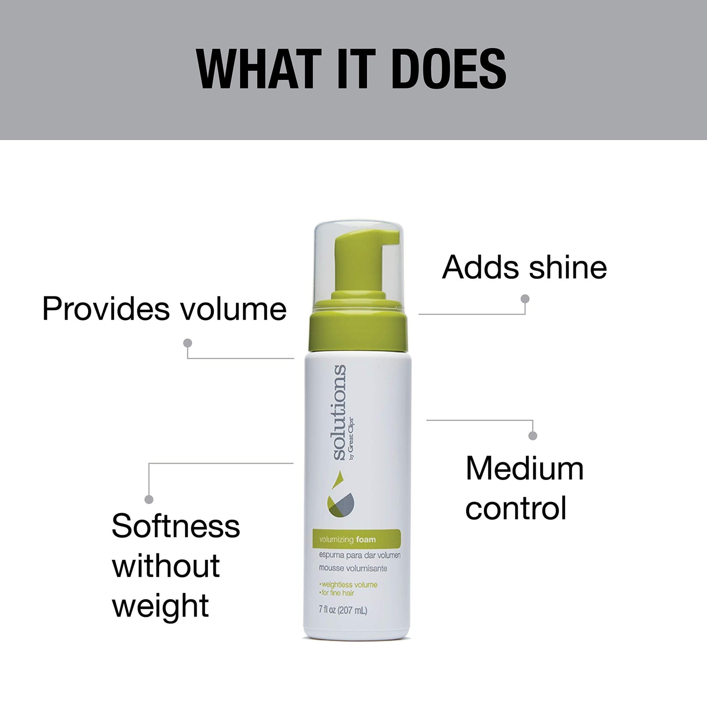 GREAT CLIPS Solutions Volumizing Foam, 7oz | Adds Volume, Softness, & Medium Control | Enhances Natural Shine | For Fine to Medium Hair Beauty & Personal Care GREAT CLIPS