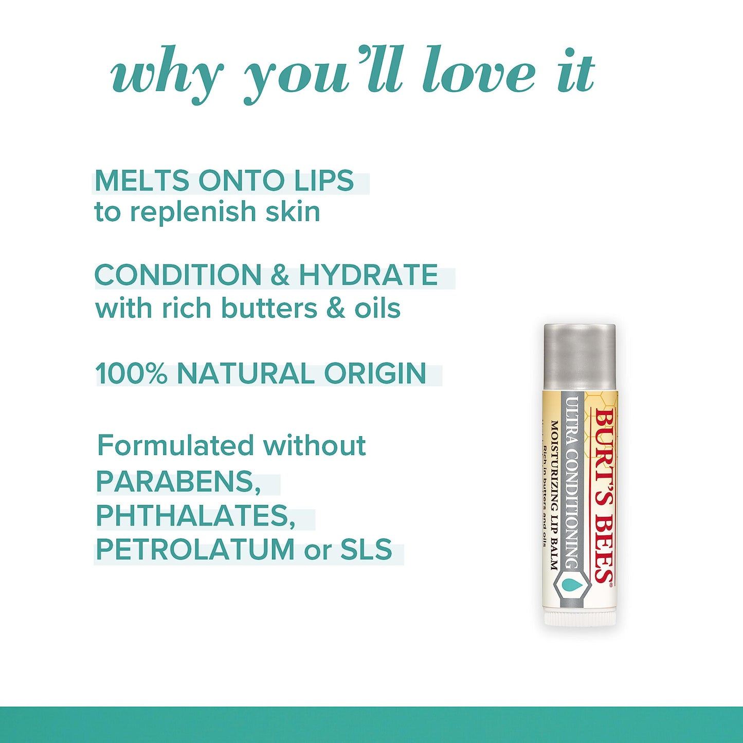 Burt's Bees Lip Balm, Moisturizing Lip Care, 100% Natural Origin, Ultra Conditioning with Shea, Cocoa & Kokum Butter (4 Pack) Beauty & Personal Care Burt's Bees