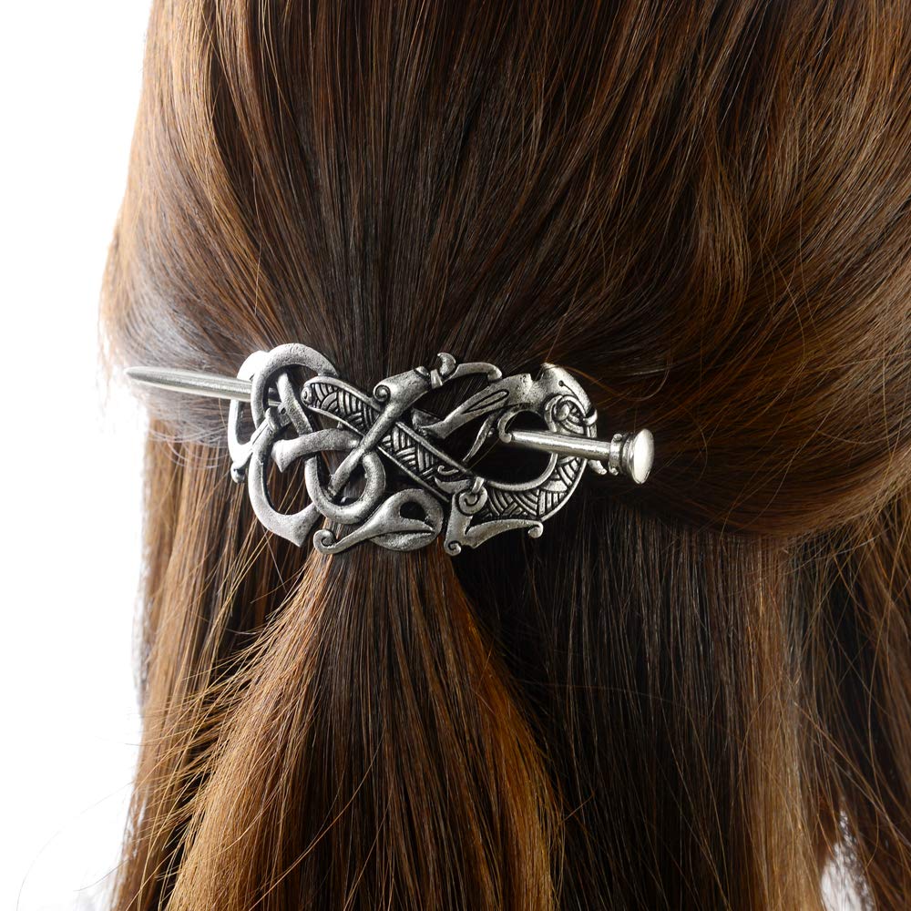 Viking Celtic Hair Slide Hairpins- Viking Hair Accessories Celtic Knot Hair Barrettes Antique Silver Hair Sticks Irish Hair Decor for Long Hair Beauty & Personal Care idavallen