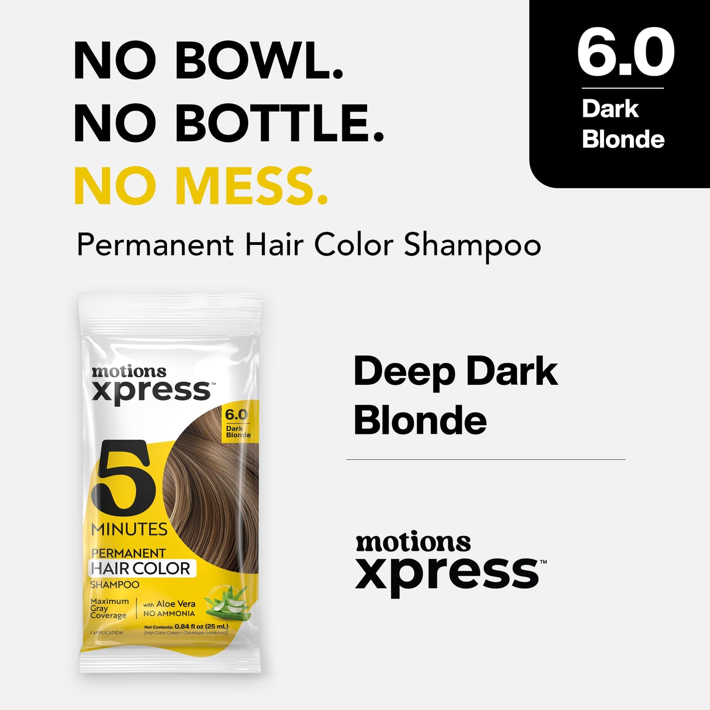 Motions Xpress Permanent Hair Color Shampoo Dark Blonde - 5 Minute Color, Gray Coverage, Ammonia Free, Deep Shine Hair Dye Shampoo, 0.84 Oz Beauty & Personal Care Motions