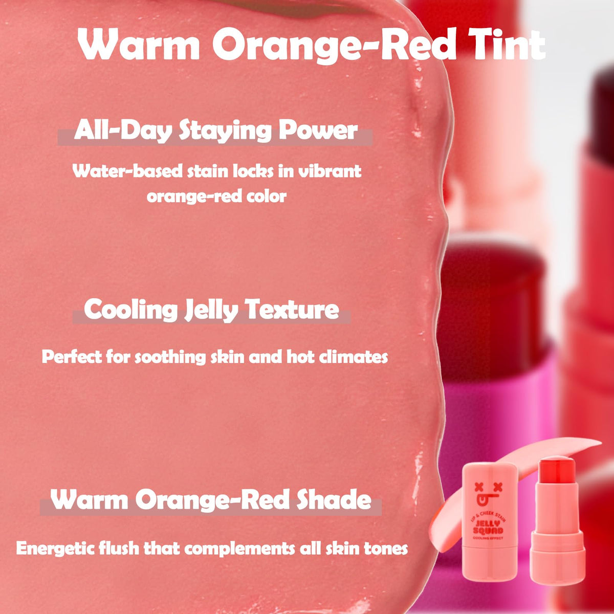 OZ LAB Lip & Cheek Tint, Jelly Lip Stain, Cooling Gel - Hangry