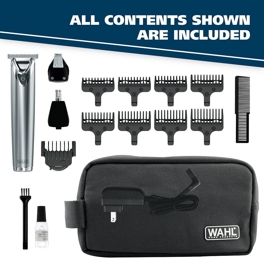 Wahl USA Stainless Steel Lithium-Ion Cordless Beard Trimmer for Men - Rechargeable All in One Men's Beard Trimmer with Rotary Ear & Nose Trimmer Beauty and Personal Care Wahl