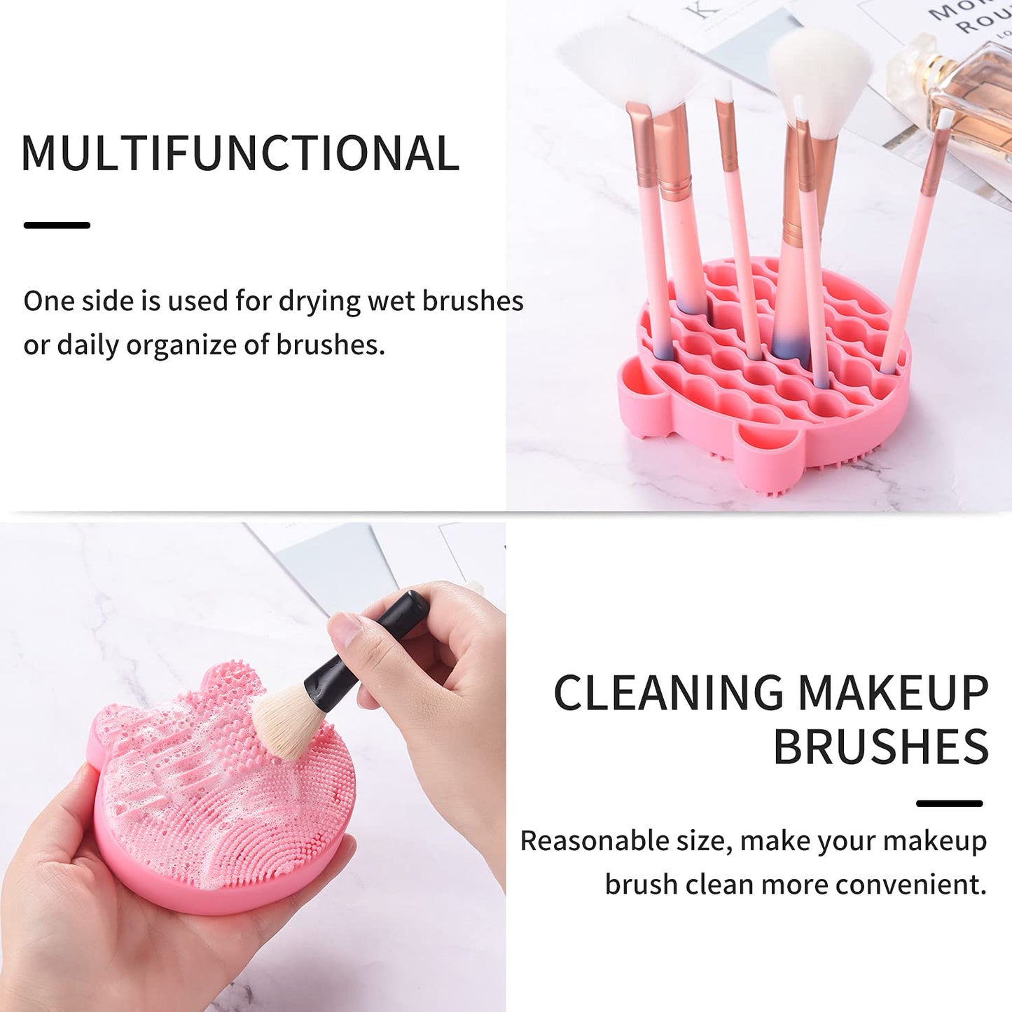 Silicon Makeup Brush Cleaner Mat with Brush Drying manual Make up brush cleaner cleanser machine Cosmetic Brush Cleaning Pad+Makeup Brush Dry Cleaned Beauty & Personal Care Bird&Fish