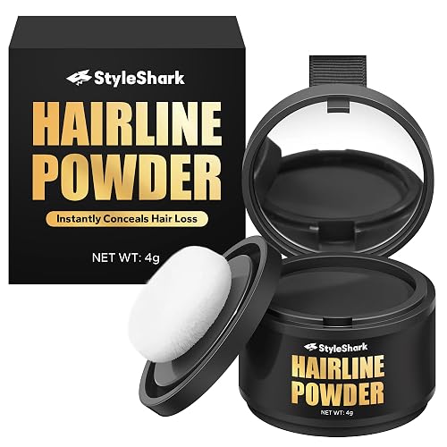 StyleShark Hairline Powder for Women & Men - Stain-Proof Root Touch Up for Thinning Hair, Sweatproof, Quick Cover Up (Black) Beauty & Personal Care StyleShark
