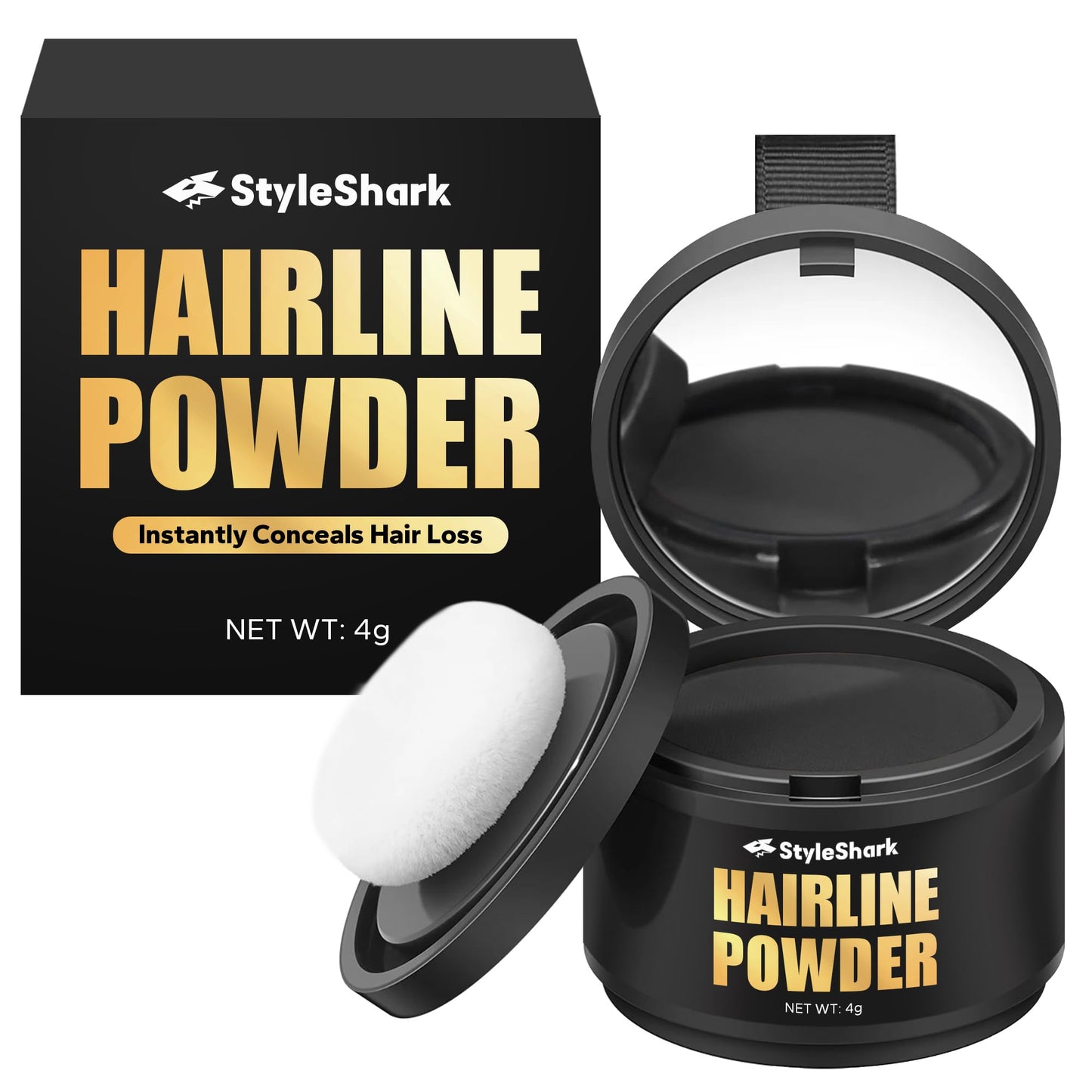 StyleShark Hairline Powder for Women & Men - Stain-Proof Root Touch Up for Thinning Hair, Sweatproof, Quick Cover Up (Black) Beauty & Personal Care StyleShark
