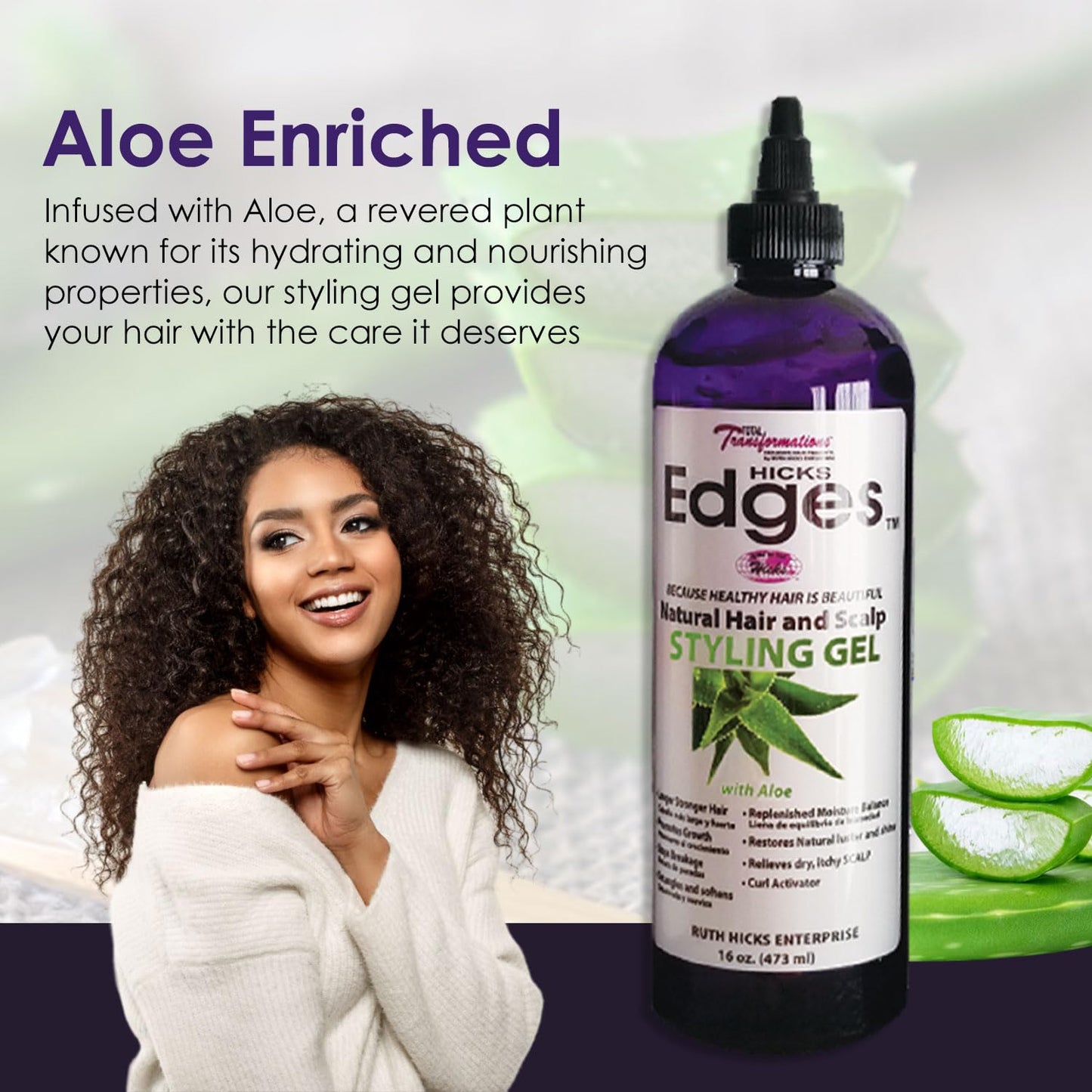 Hicks Edges Curl Activator, Definer Twist, Dry and Release Styling Gel with Aloe, Nourishing Scalp-Soothing Formula for Vibrant Healthy Hair (16 oz) Beauty & Personal Care Ruth Hicks Enterprise