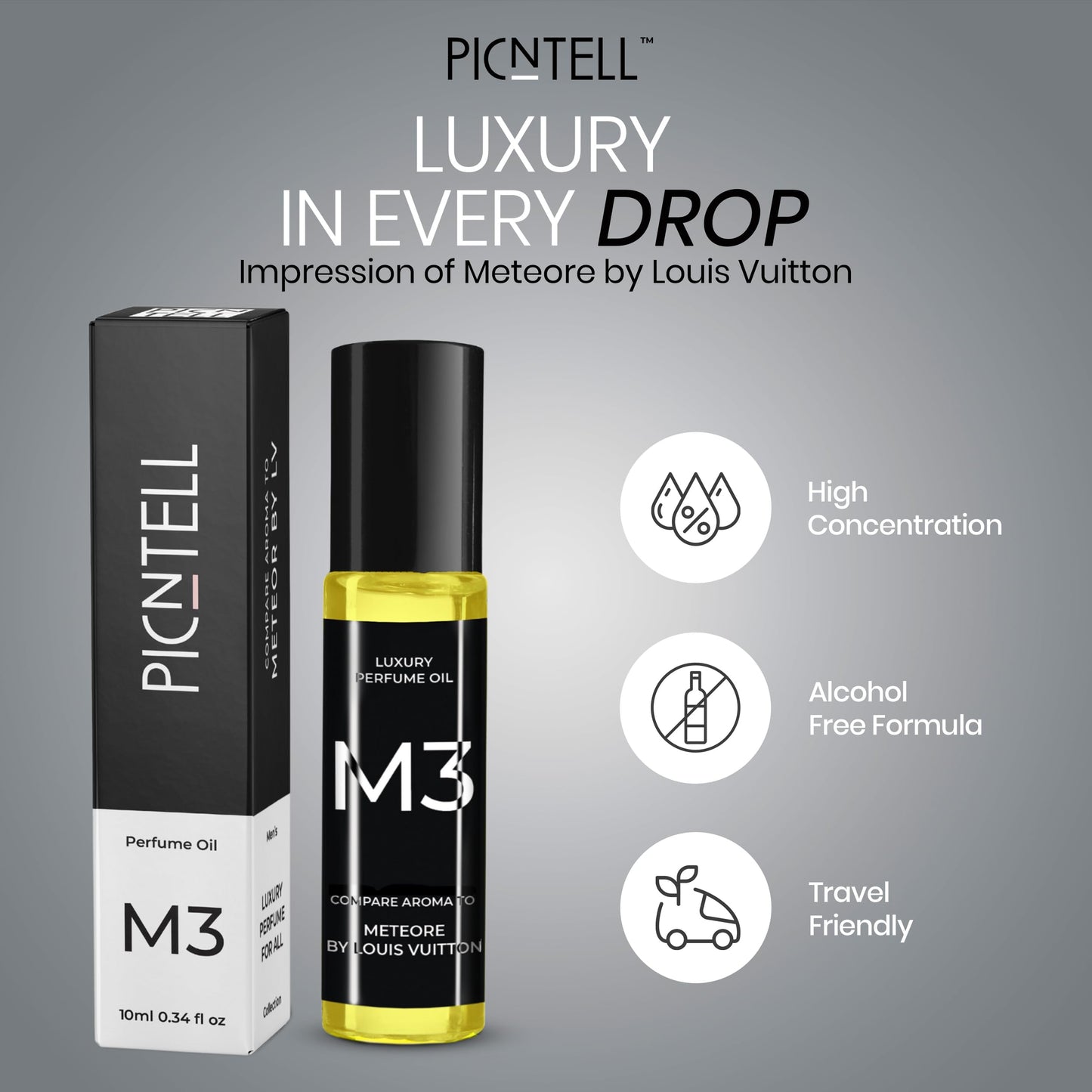 PICNTELL M Series Impression Perfume Oil Roll on - Travel Friendly Cologne for Men Formula Based on Iconic Designer & Luxury Scents, Long Lasting Beauty & Personal Care PICNTELL
