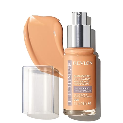 Revlon Illuminance Skin-Caring Liquid Foundation, Hyaluronic Acid, Hydrating and Nourishing Formula with Medium Coverage, 305 Medium Sand, 1 fl oz Beauty & Personal Care REVLON