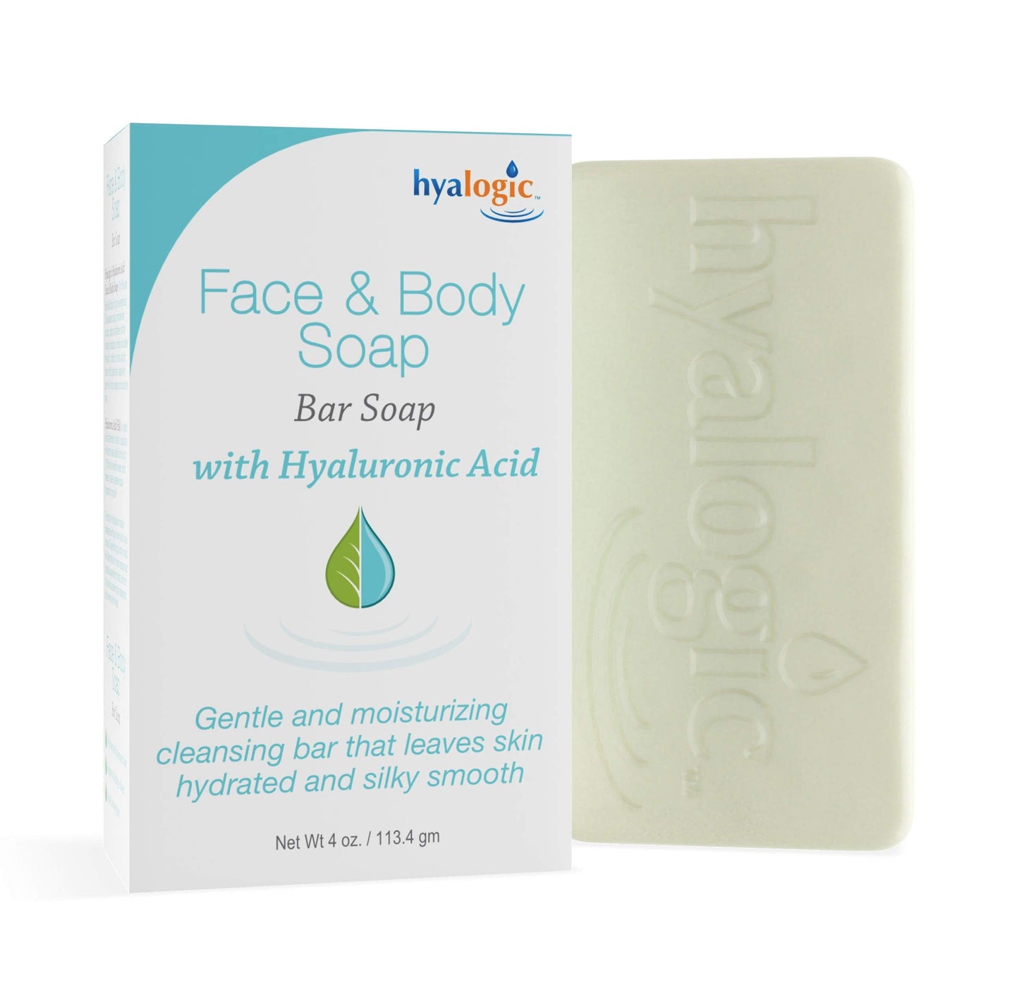 Hyalogic Face & Body Cleansing Bar Soap 4oz - Hydrating Hyaluronic Acid Cleanser - Fragrance Free, Non-Irritating, Vegan Friendly HA Beauty & Personal Care Hyalogic