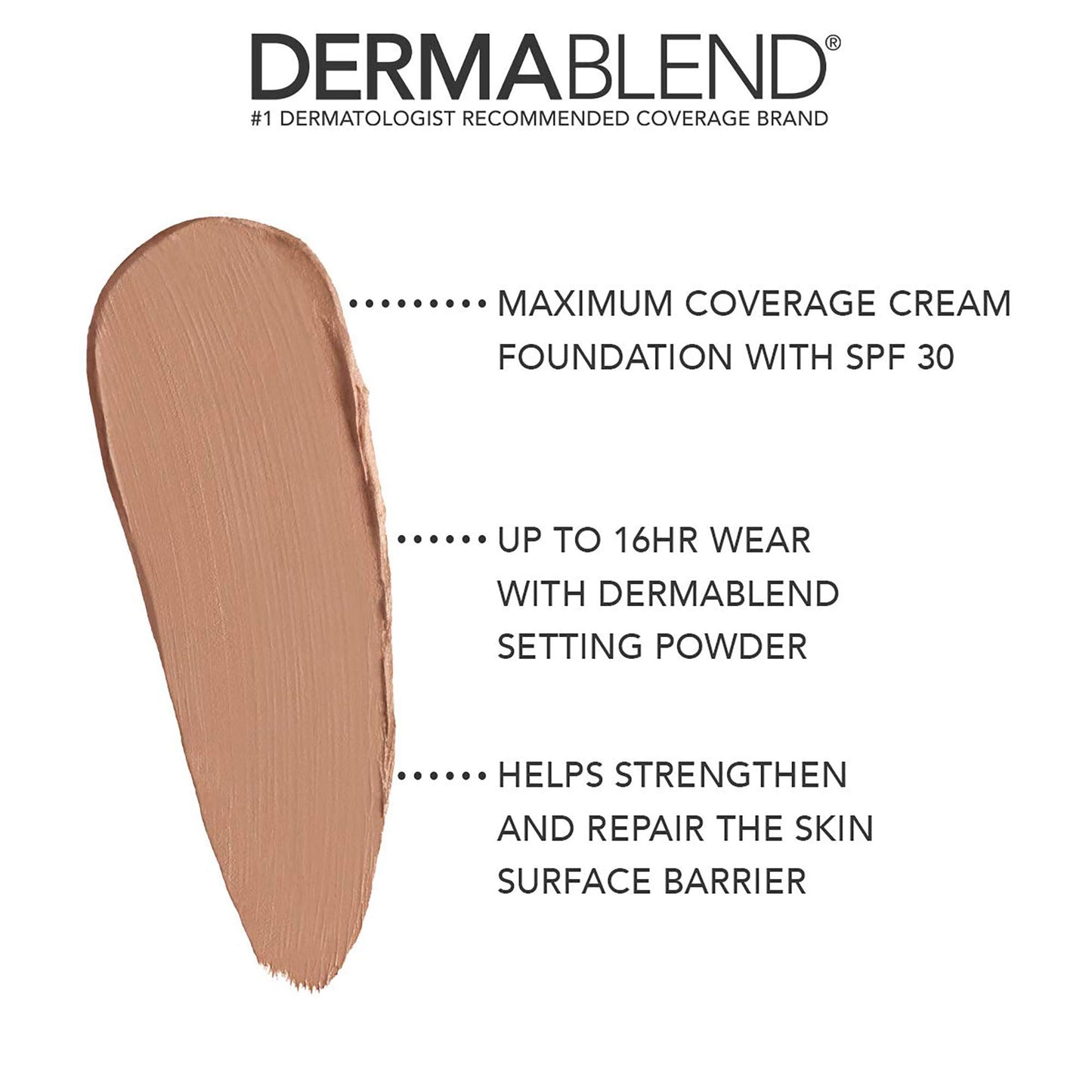Dermablend Cover Creme High Coverage Foundation with SPF 30, 65W Golden Bronze, 1 Oz. Beauty & Personal Care Dermablend