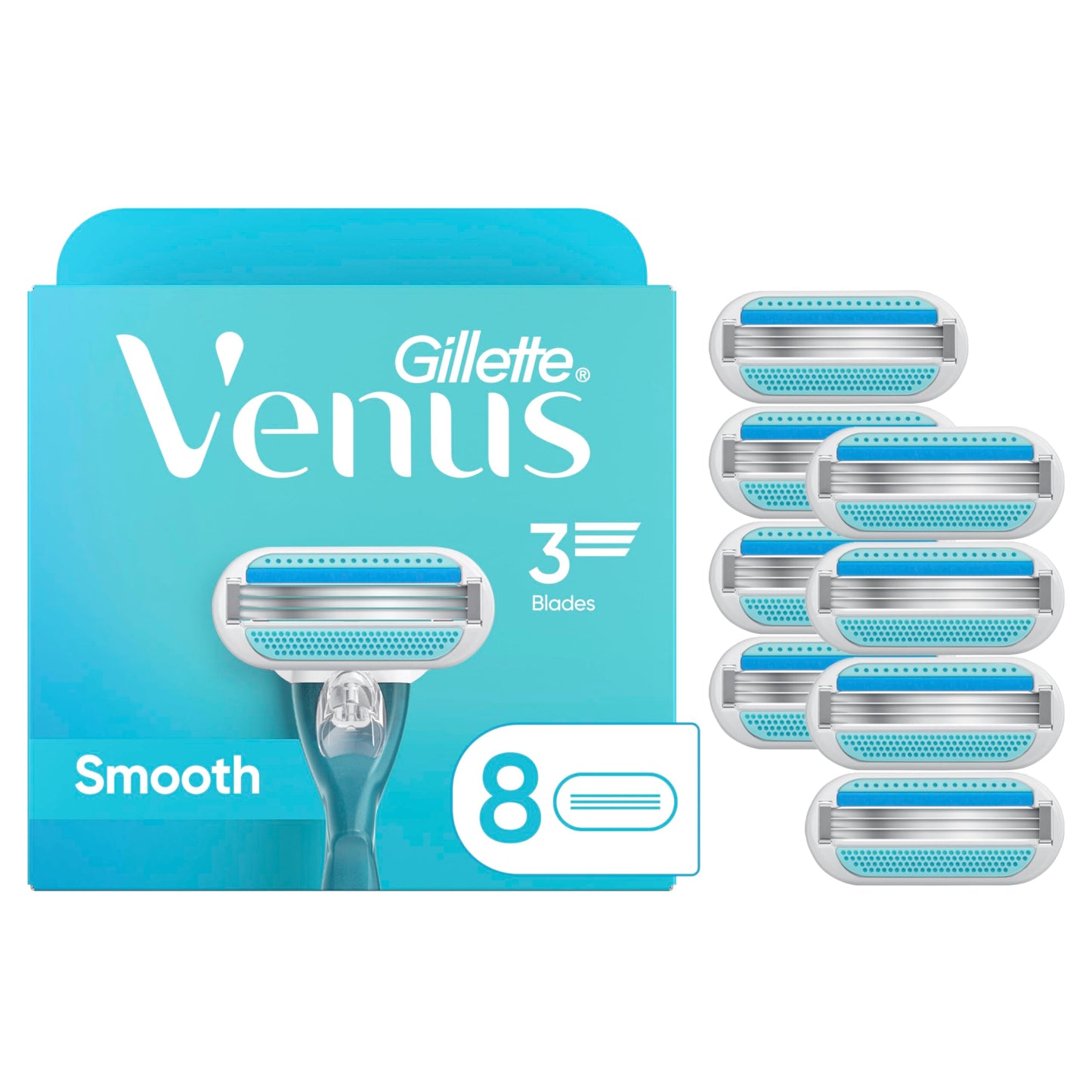Gillette Venus Smooth Womens Razor Blade Refills, 8 Count, Lubracated to Protect the Skin from Irritation Beauty and Personal Care Gillette Venus Default Title