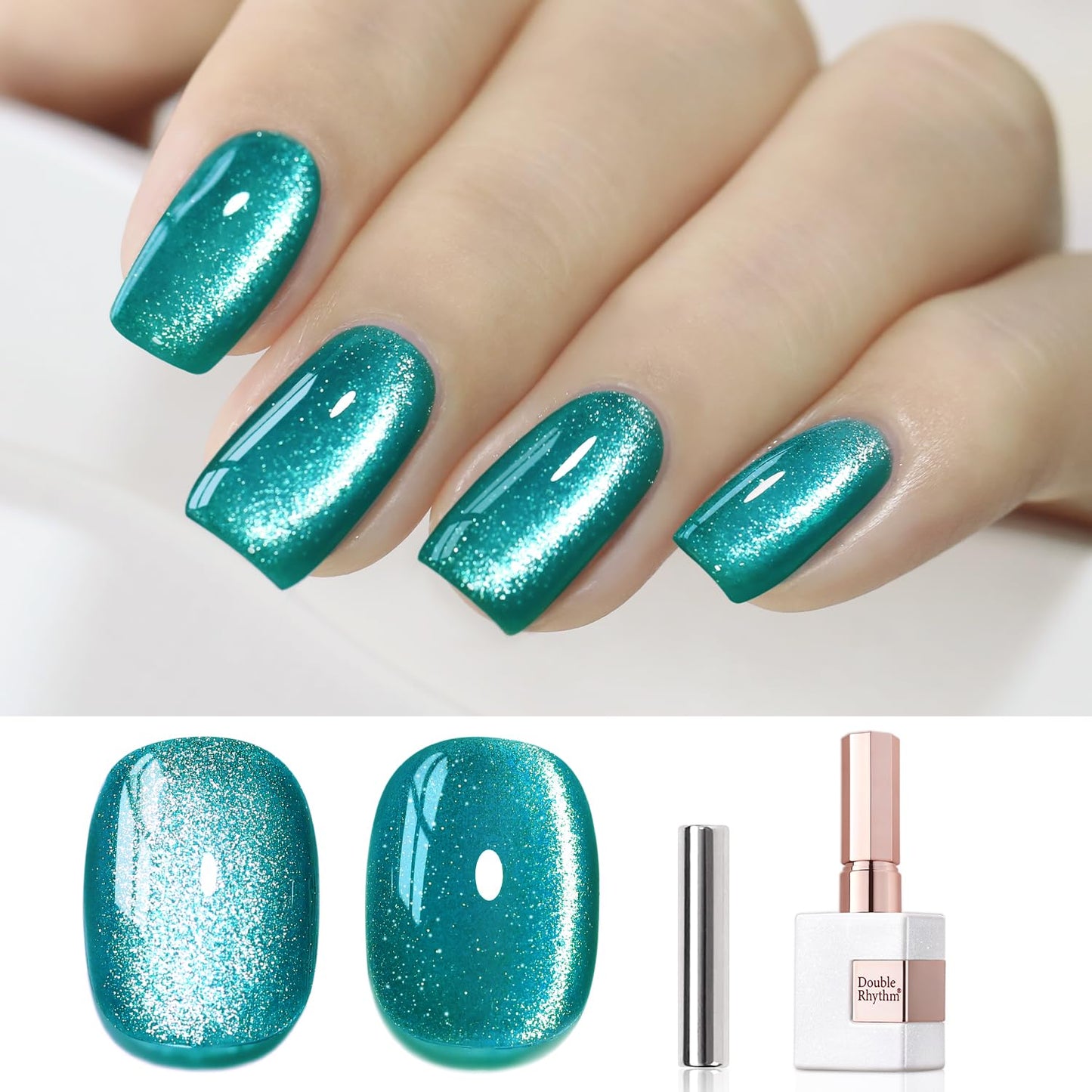Double Rhythm 0.5 OZ Cat Eye Gel Polish with Magnet 15ML Holographic Glitter Shimmer Translucent Jelly Color Magnetic Gel Polish Salon DIY at Home Beauty and Personal Care Double Rhythm Default Title