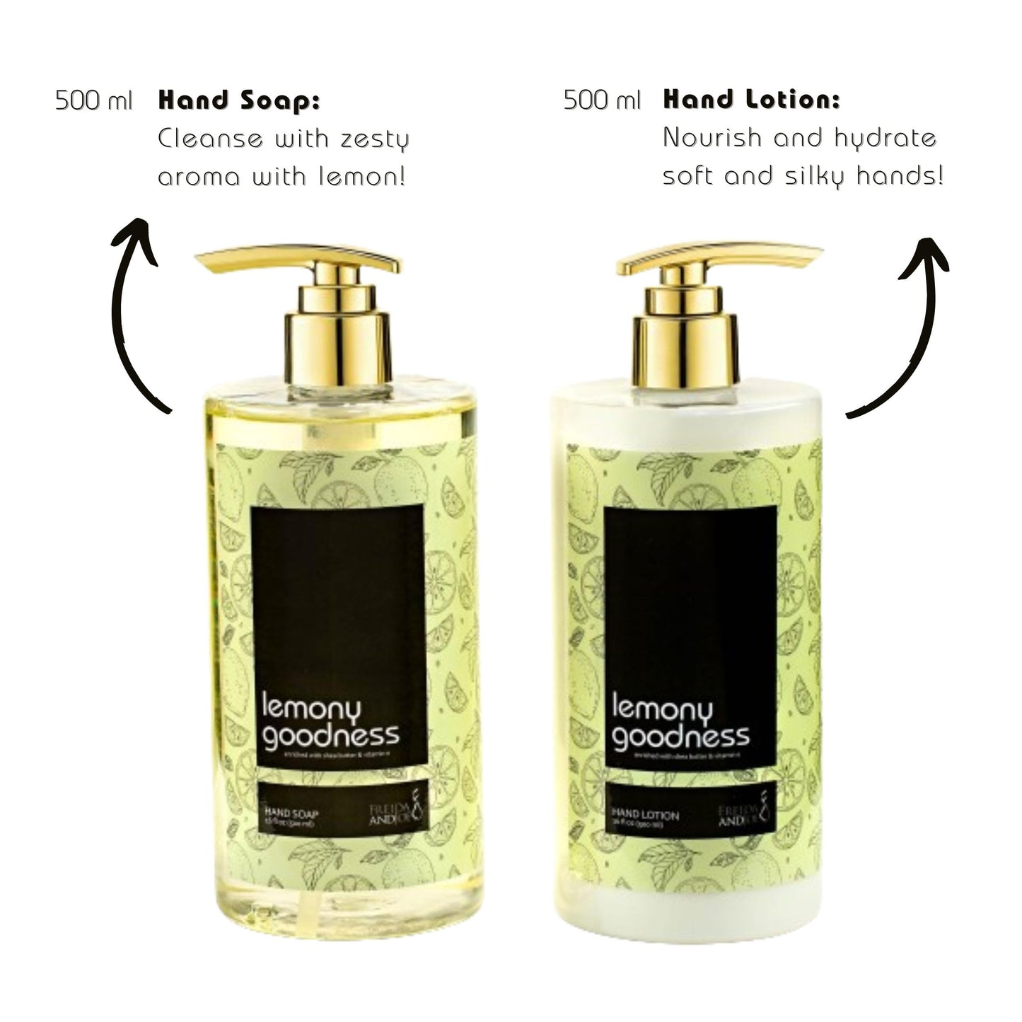 16 fl oz Lemon Citrus Aromatic and Nourishing Hand Soap Set Keep Your Skin Incredibly Soft & Clean in a Wooden Holder Unisex Formula Luxury Body Care Beauty & Personal Care Freida and Joe