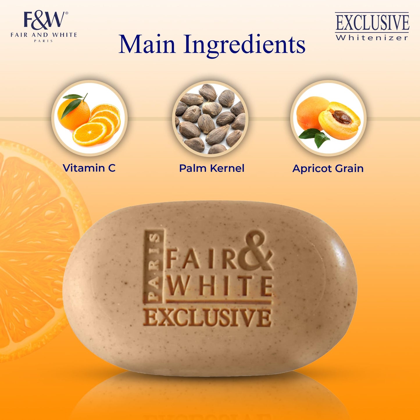 FAIR & WHITE Exclusive Exfoliating Soap - 7 oz / 200 g - Skin Brightening Bar, Moisturizing Soap for Uneven Skin Tone, with Vitamin C and Shea Butter Beauty & Personal Care FAIR & WHITE