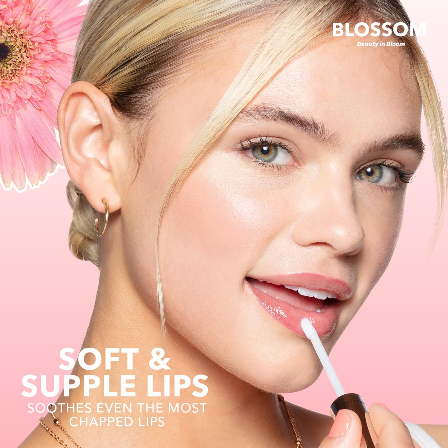 Blossom Lip Gloss & Lip Oil with Olive Oil + Grape Seed Oil, Moisturizing and Hydrating Shimmer Sparkle, Infused with Real Flowers, 3g, Watermelon Beauty & Personal Care Blossom