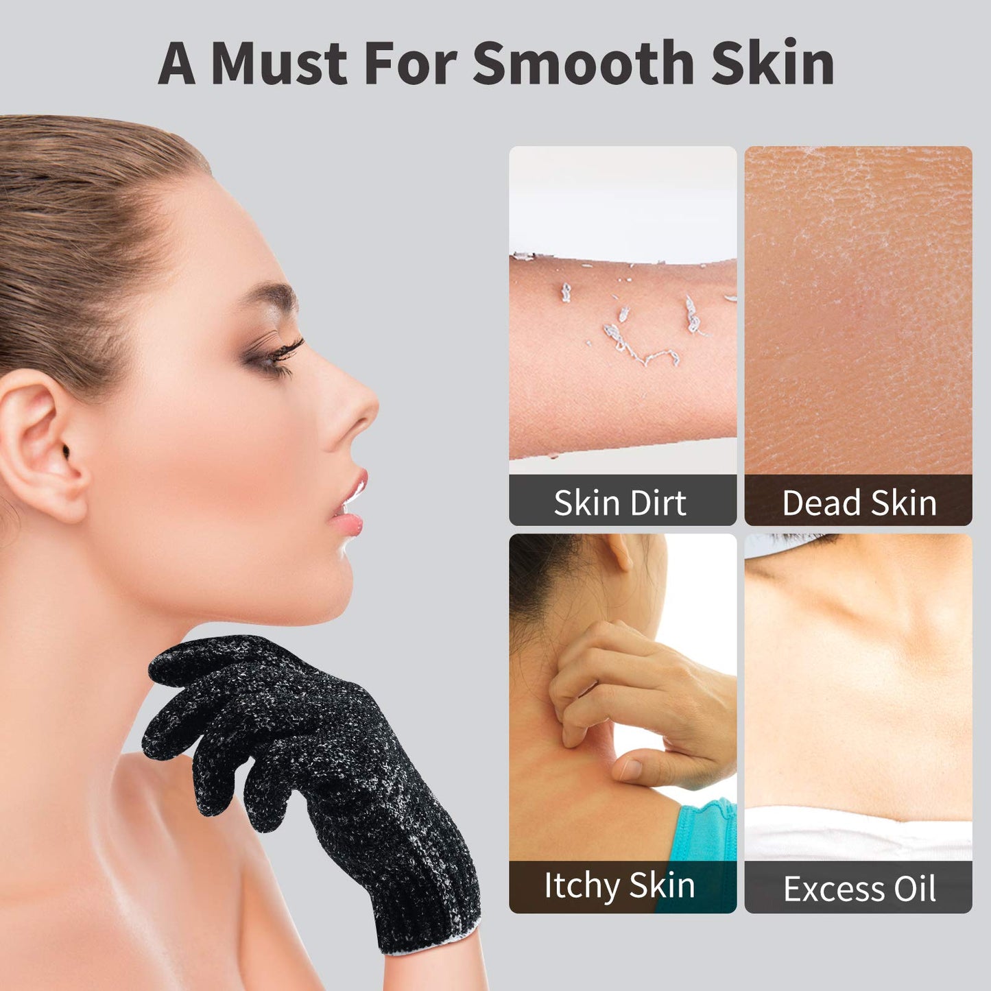 4 Pairs 8 Pcs Exfoliating Gloves for Shower - Premium Bath Gloves - Body Scrubber Gloves for Shower, Spa, Massage, Body Scrubs, Remove Dead Skin, Deep Beauty & Personal Care Oueliche