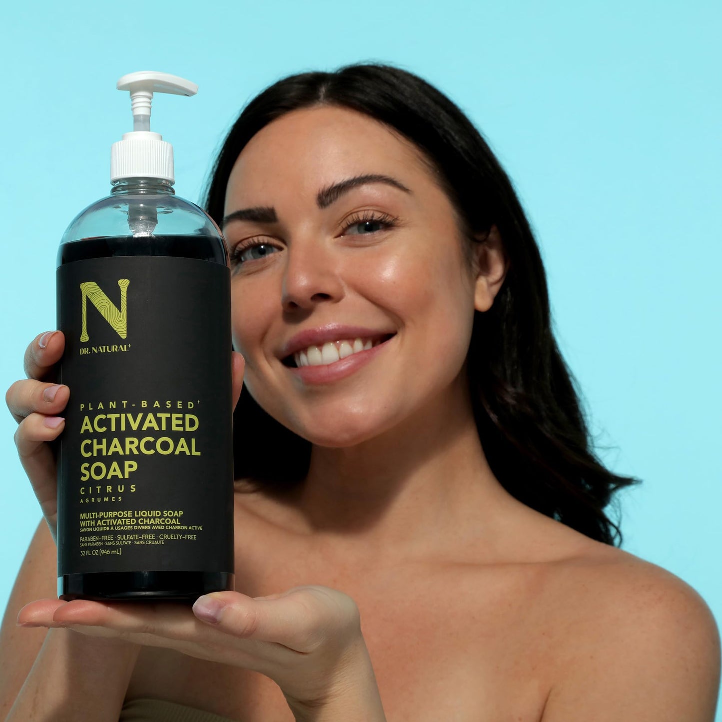 Dr. Natural Activated Charcoal Liquid Soap - Combat Acne and Blemishes - Deep Cleansing Body Wash - Gentle Body Soap for Clear Skin - Citrus - 32 oz Beauty & Personal Care Dr. Natural