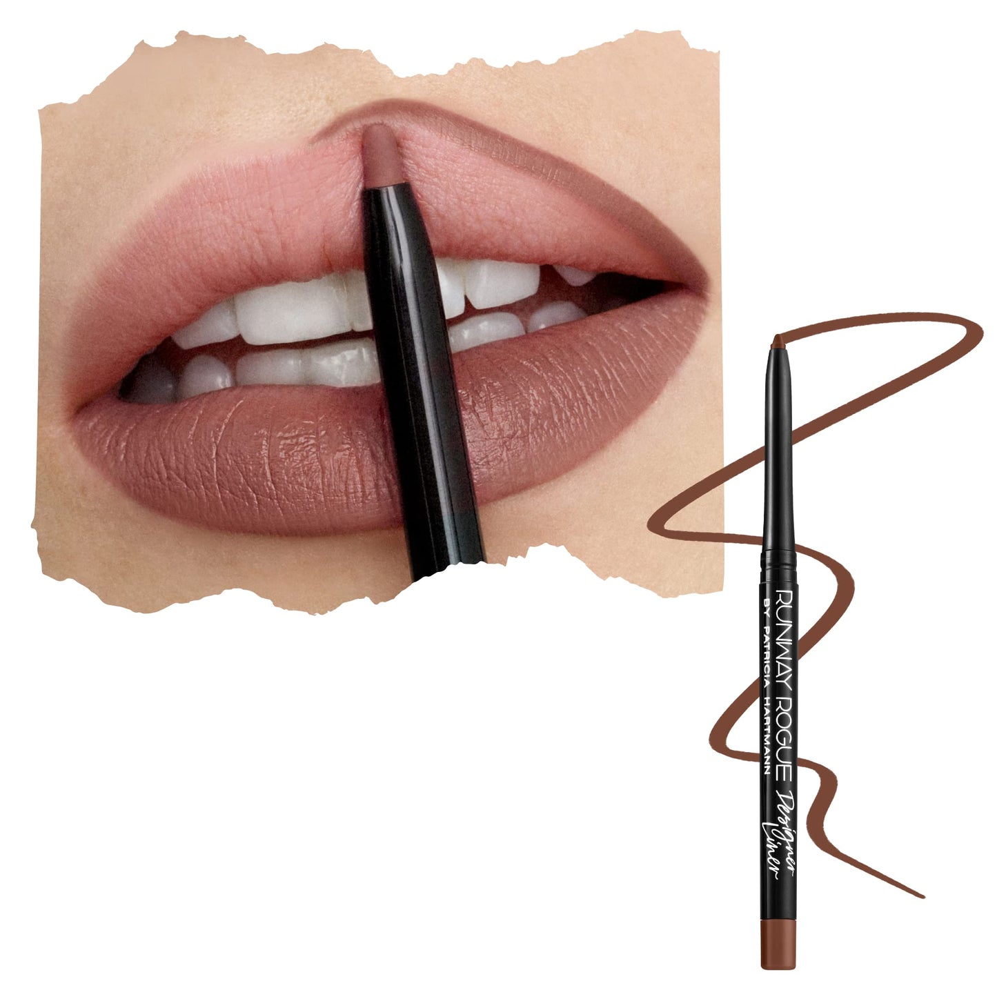 Runway Rogue Designer Liner Lip Pencil, Matte Soft Mocha Lip Liner Pencil and Lip Liner Sharpener, ‘Trendsetter’ Beauty & Personal Care Runway Rogue
