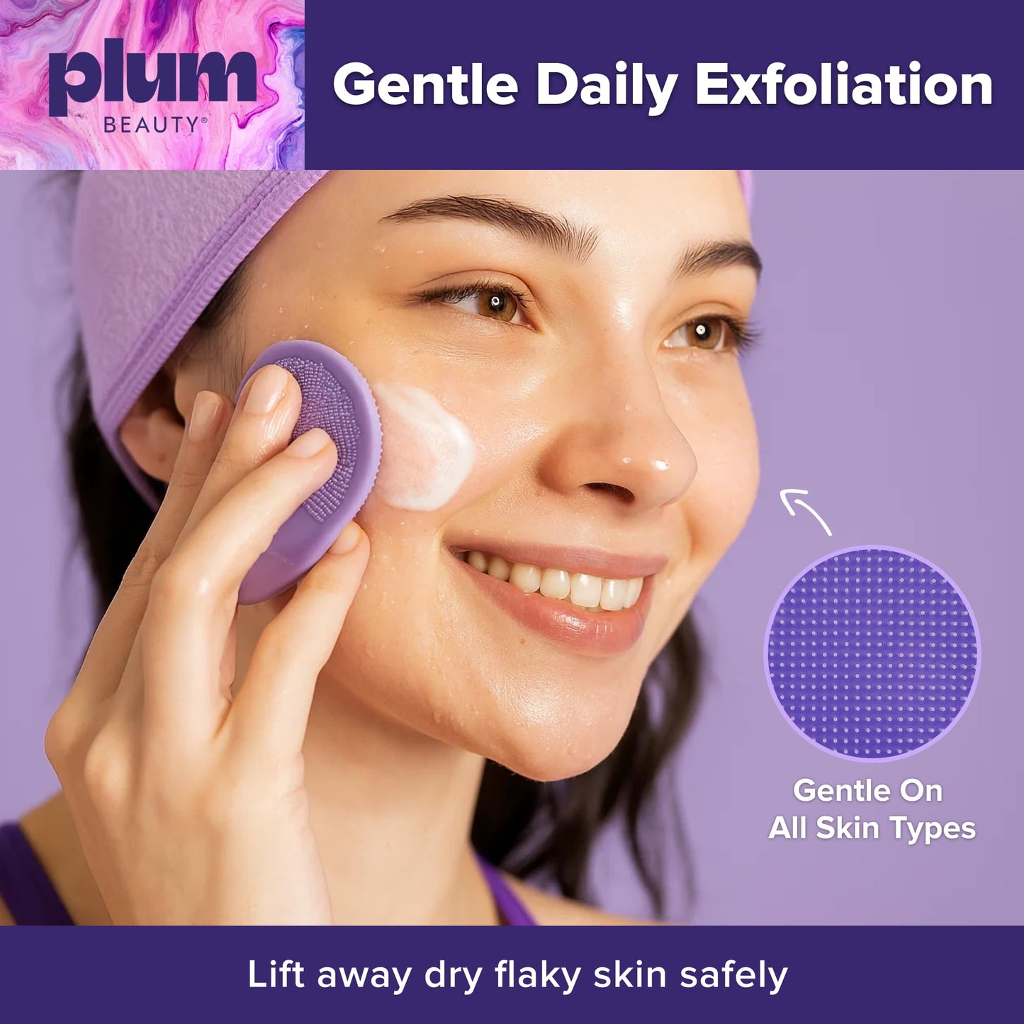Plum Beauty Silicone Face Scrubber & Facial Cleansing Brush for Clear Skin Beauty and Personal Care Plum Beauty