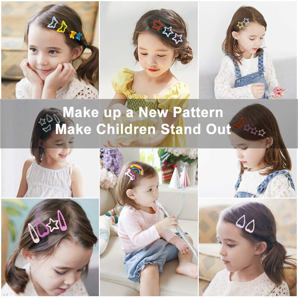 ECADY Hair Clips Colorful Hair Barrette Metal Cute Snap Hair Clips for Girls, Toddlers, Kids - 2 inch, 100pcs Beauty & Personal Care ECADY
