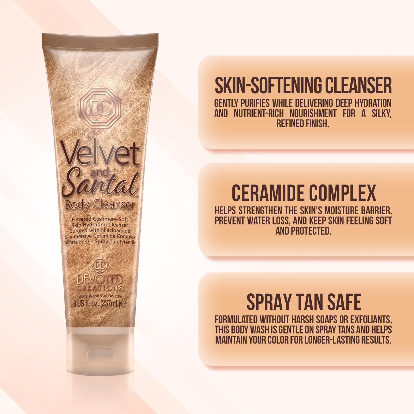 Devoted Creations Velvet and Santal Body Cleanser - Elevated Cashmere-Soft Skin Foaming Hydrating Body Cleanser Beauty & Personal Care Devoted Creations