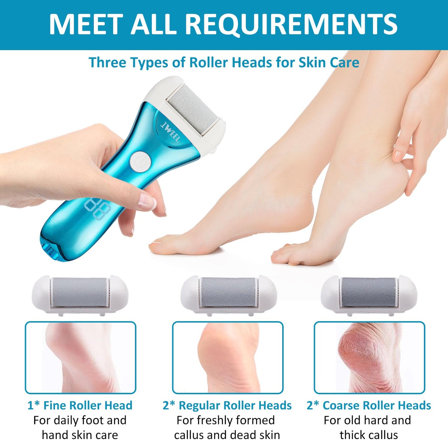 Electric Foot Callus Remover, Rechargeable Electronic Foot File Pedicure Kits, Electric Callus Remover for Feet, Foot Scrubber Dead Skin Remover Beauty & Personal Care IWEEL