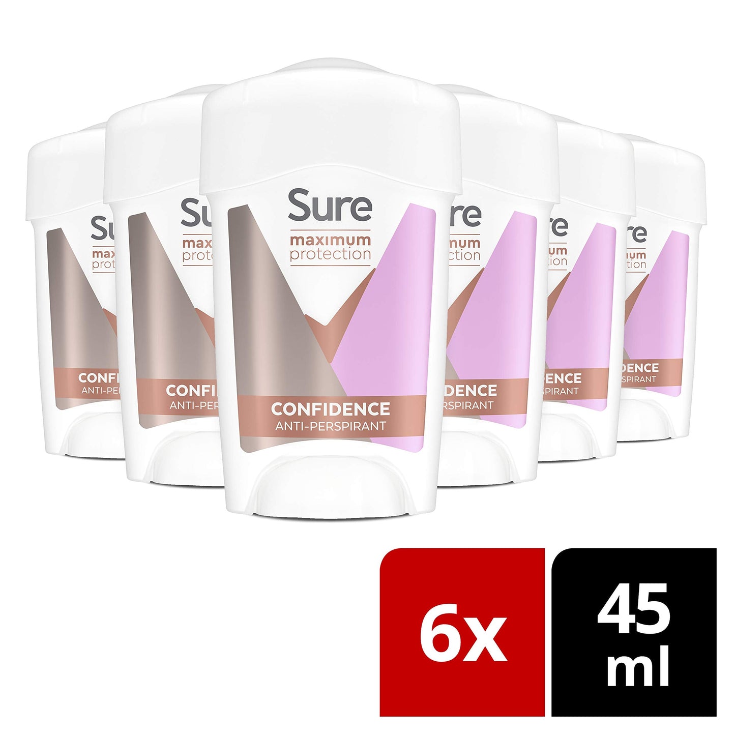 Sure Women Maximum Protection Confidence Anti-perspirant Cream Stick 45 ml. Pack of 6 Beauty and Personal Care Sure