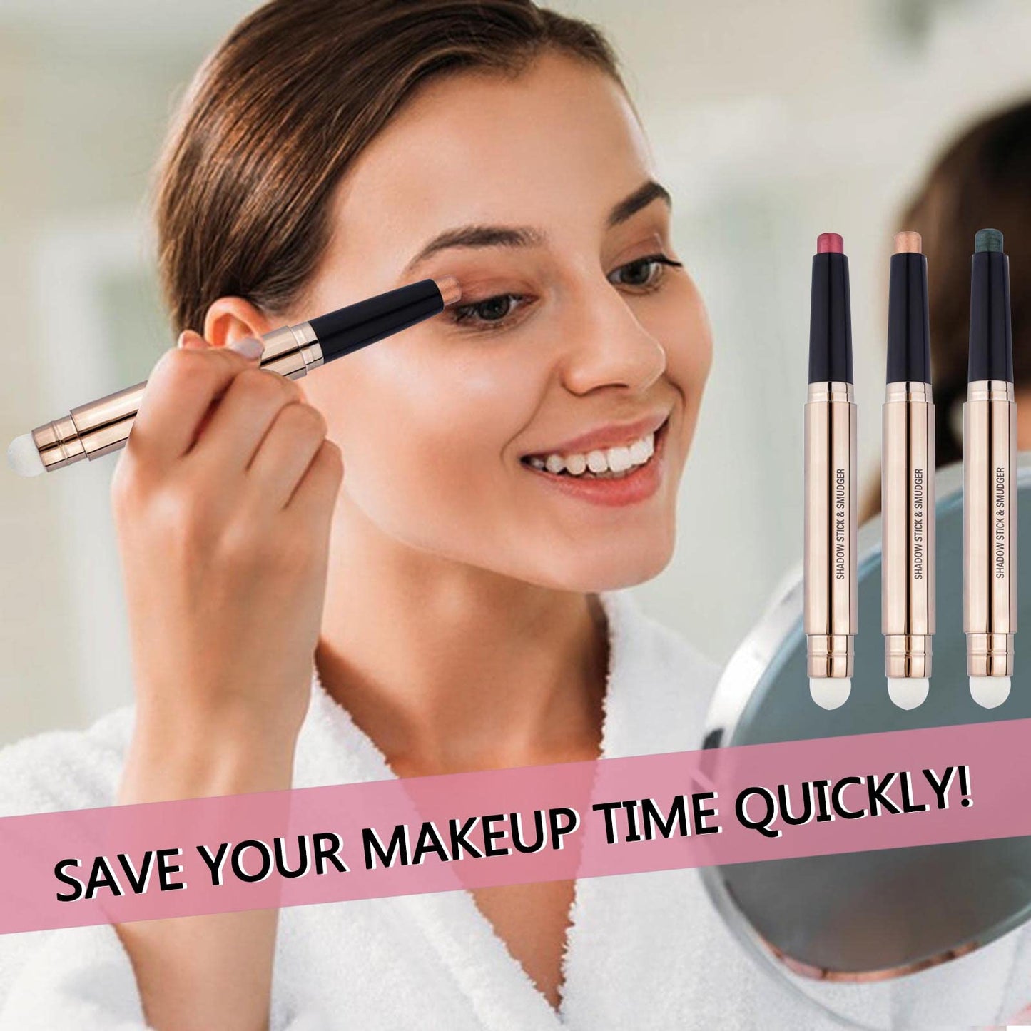 Rose Red Eyeshadow Stick 2 in 1 Eye Makeup Cream Glitter Shimmer Smooth Matte Palette Single Primer Eyeshadow Pencil, Hypoallergenic Waterproof Long Beauty & Personal Care Metiplou