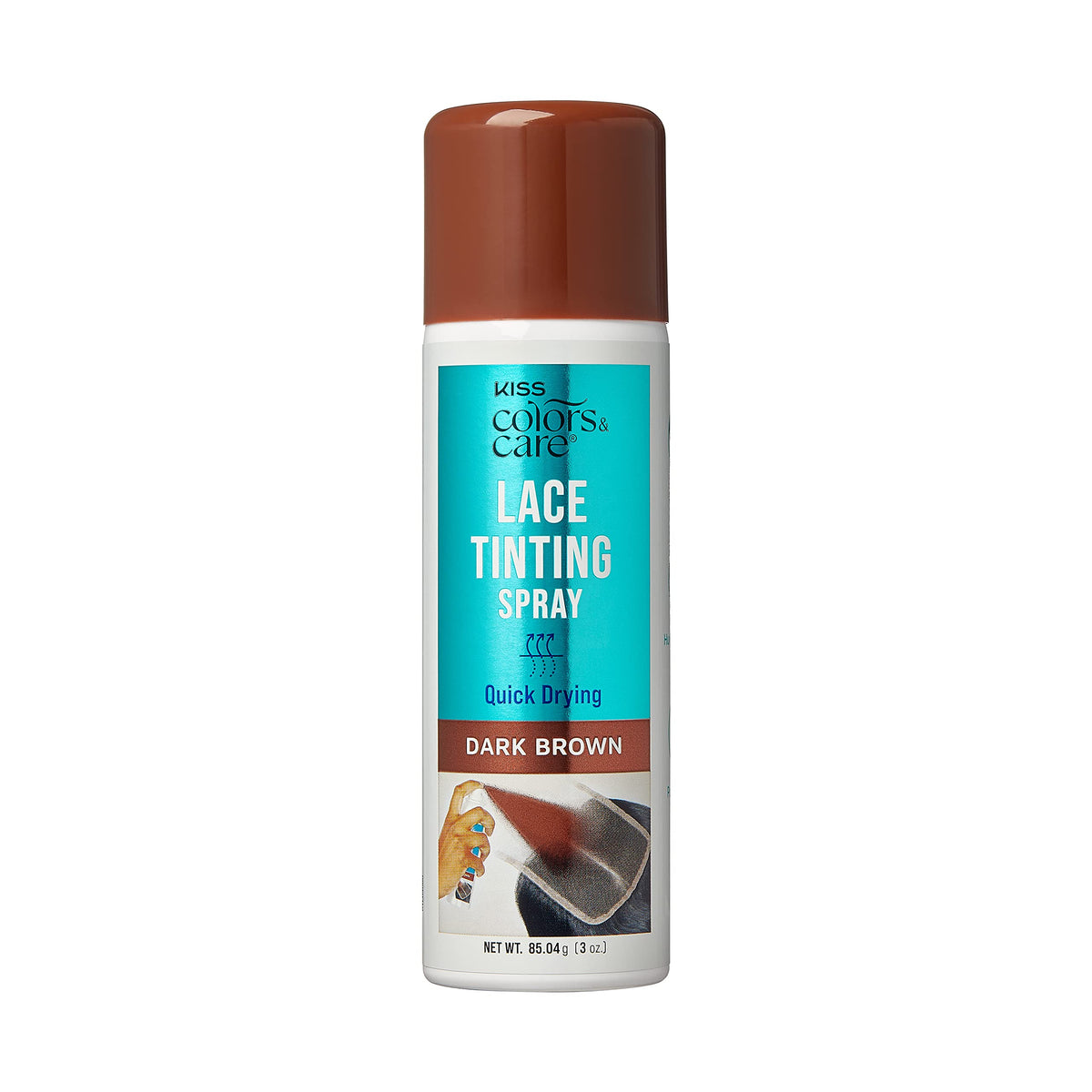 KISS Colors & Care Quick-Dry Lace Tinting Spray – Dark Brown 3 oz, Smudge-Free, Sweat-Resistant, Buildable Coverage for Natural Look Beauty & Personal Care KISS COLORS & CARE