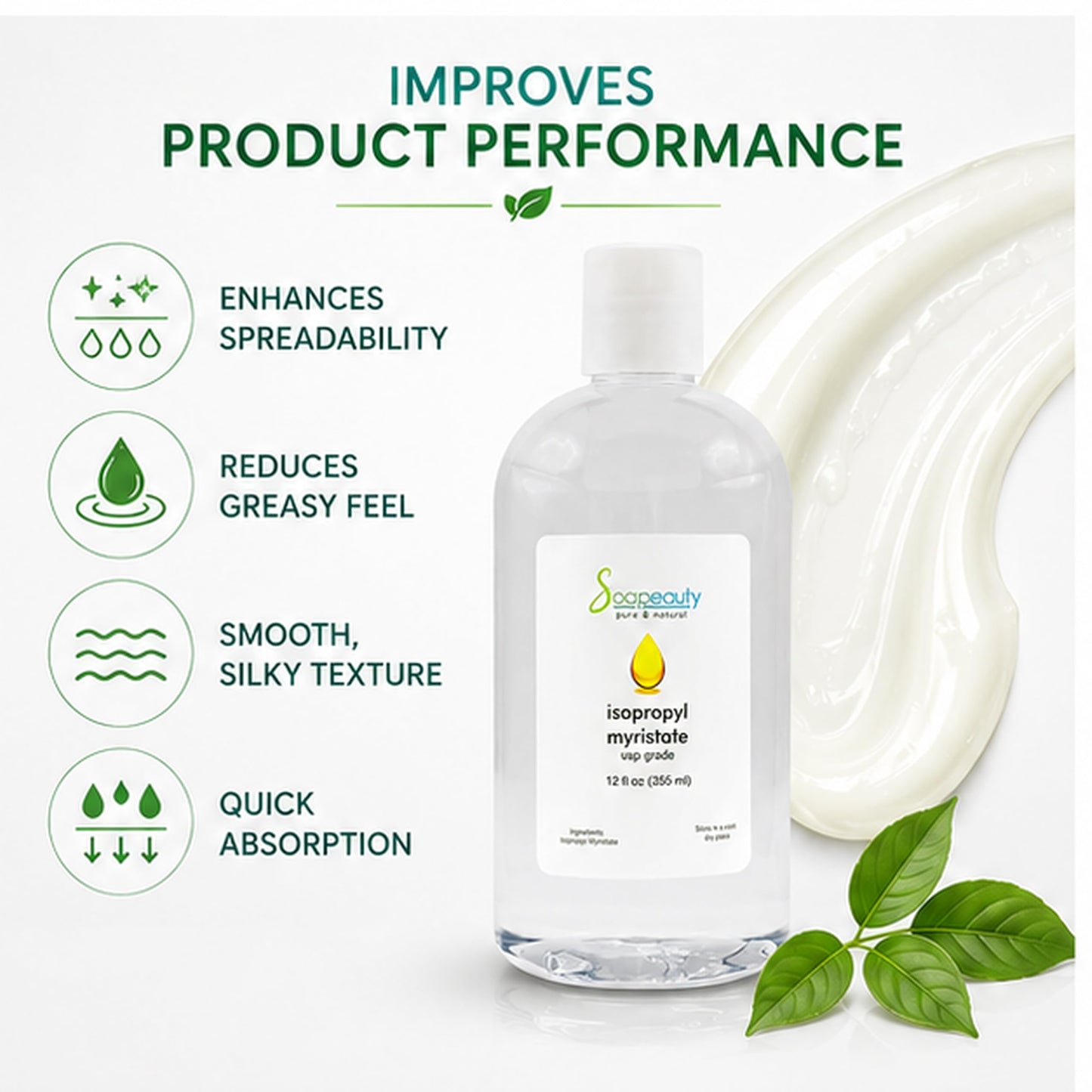 Soapeauty Isopropyl Myristate - Cosmetic Grade IPM - For Lotions, Creams, Soap Making, Hair Care, Fragrance Oils, Makeup Remover & DIY Beauty Beauty and Personal Care Soapeauty