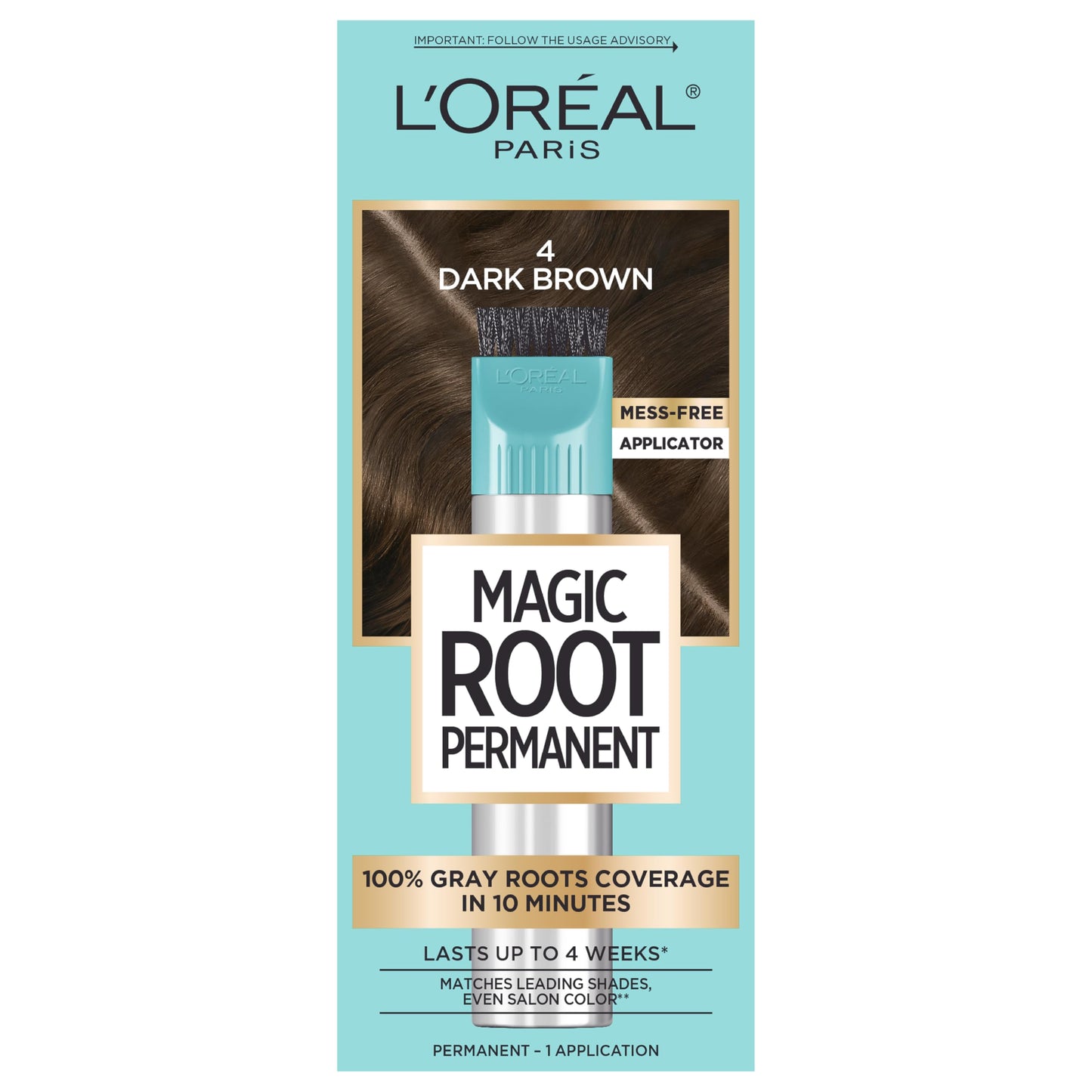 L'Oreal Paris Magic Root Permanent Hair Color Kit, 100% Gray Hair Coverage In Just 10 Minutes, Precision Brush Applicator for Seamless Application, 4 Beauty & Personal Care L'Oreal Paris