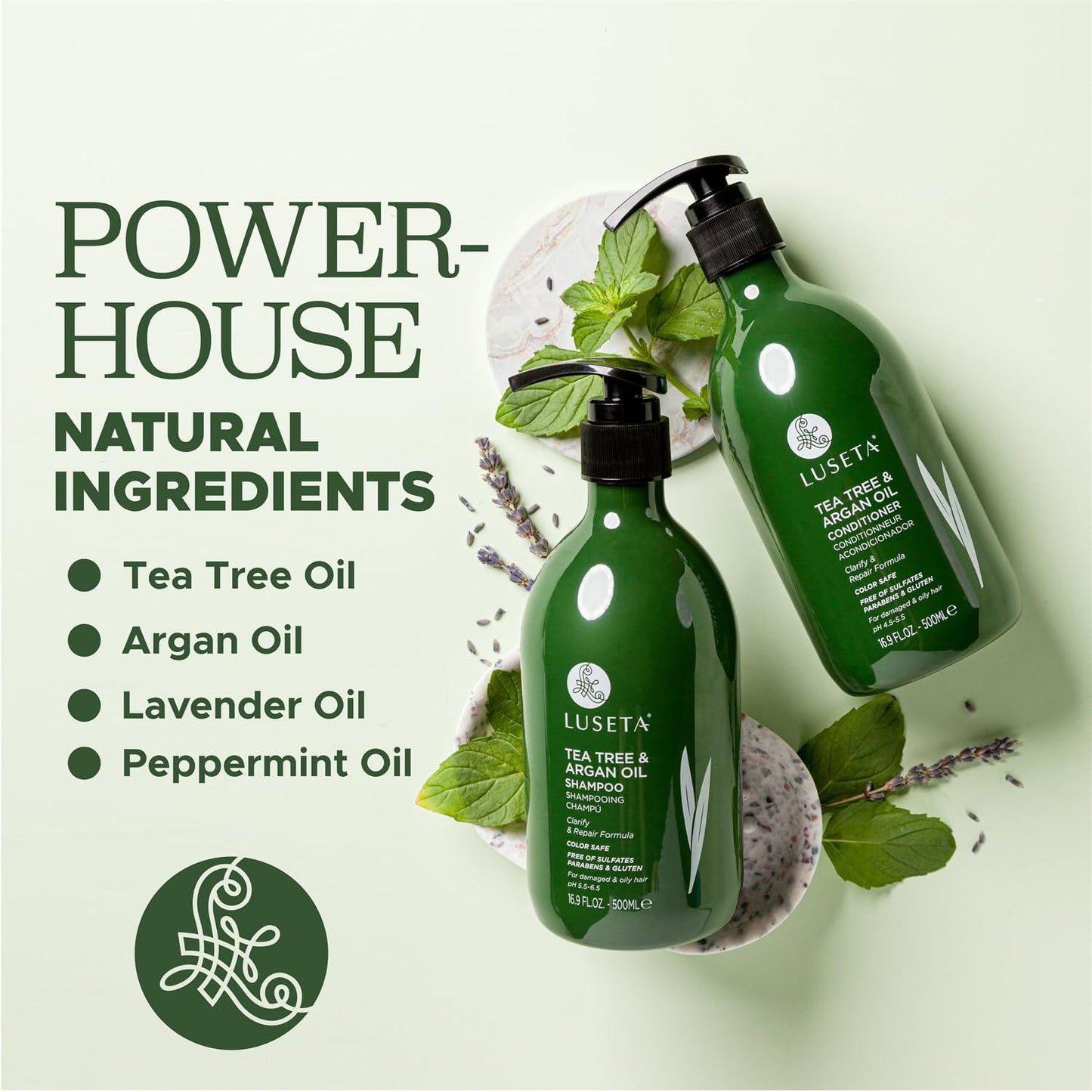 Luseta Tea Tree Oil Shampoo and Conditioner Set for Flaky, Dry Scalp - Cooling Peppermint & Lavender, Refreshes Scalp & Removes Buildup, Sulfate-Free Beauty & Personal Care LUSETA