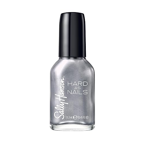 Sally Hansen Hard as Nails, Pumping Iron, Long Lasting, Chip Resistant, Opaque, Shimmery Silver Nail Polish Beauty & Personal Care Sally Hansen