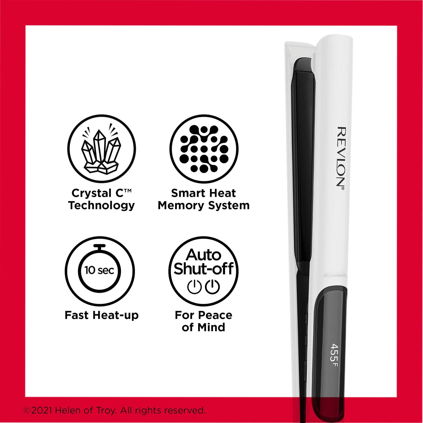 REVLON Crystal C + Ceramic Digital Hair Flat Iron | Long-Lasting Shine and Less Frizz, (1 in) Beauty & Personal Care REVLON