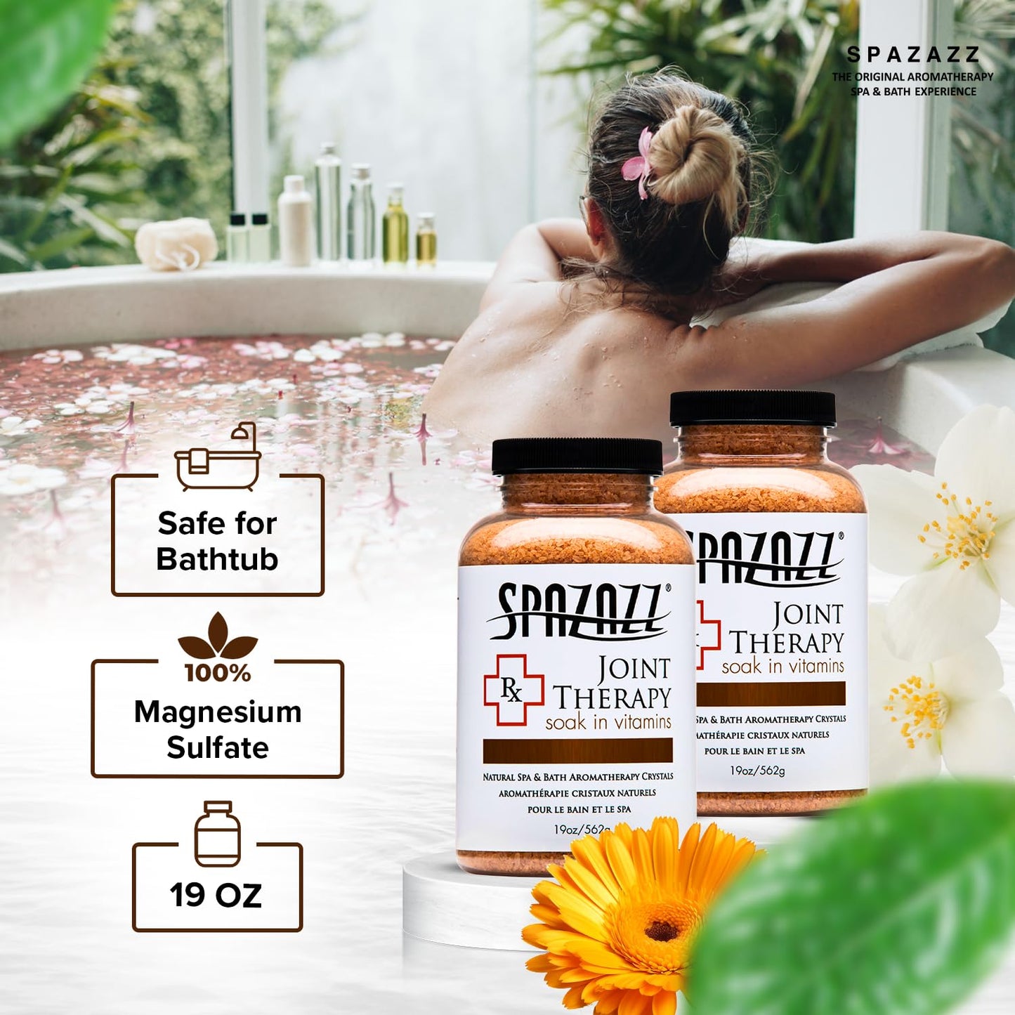 Spazazz SPZ-602 RX Therapy Crystals Container Bath Minerals, 19-Ounce, Joint Therapy Inflammation Beauty and Personal Care Spazazz