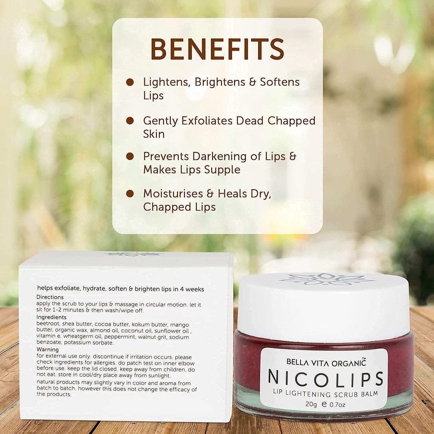 Glamorous Hub Nicolips Lip Scrub Balm Lightening And Brightening Dark Lips For Men And Women Dry Lips/Smoker/Chapped Lip & Lipstick Stains Removal Beauty and Personal Care Verem