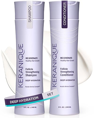 Keranique Deep Hydration Shampoo and Conditioner Set for Dry, Thinning Hair - Keratin, Biotin & Niacinamide - Moisturizing, Strengthening & Volumizing Beauty & Personal Care Keranique