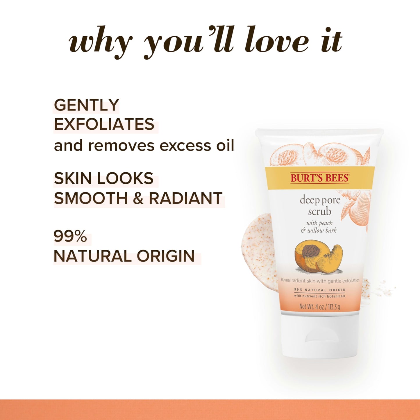 Burt's Bees Peach and Willow Bark Deep Pore Exfoliating Facial Scrub, 4 Oz (Package May Vary) Beauty & Personal Care Burt's Bees