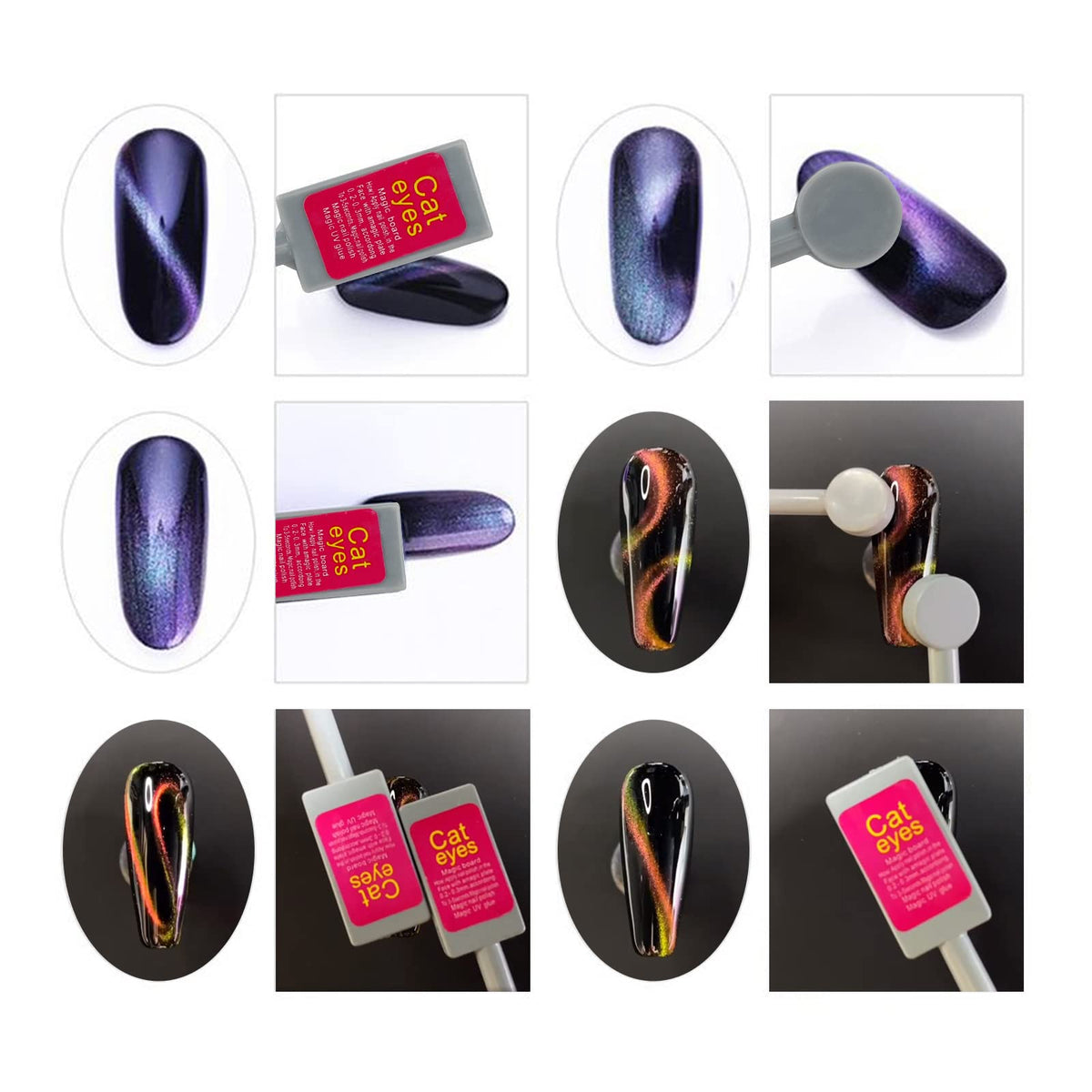 2Pcs Cat Eye Magnet for Nails 3D Cat Eye Magnet Strong Pen Dauble Head Cat Eye Magnet Stick Cat Eye Gel Nail Polish Nail Art Manicure Tool Beauty & Personal Care Audoloku