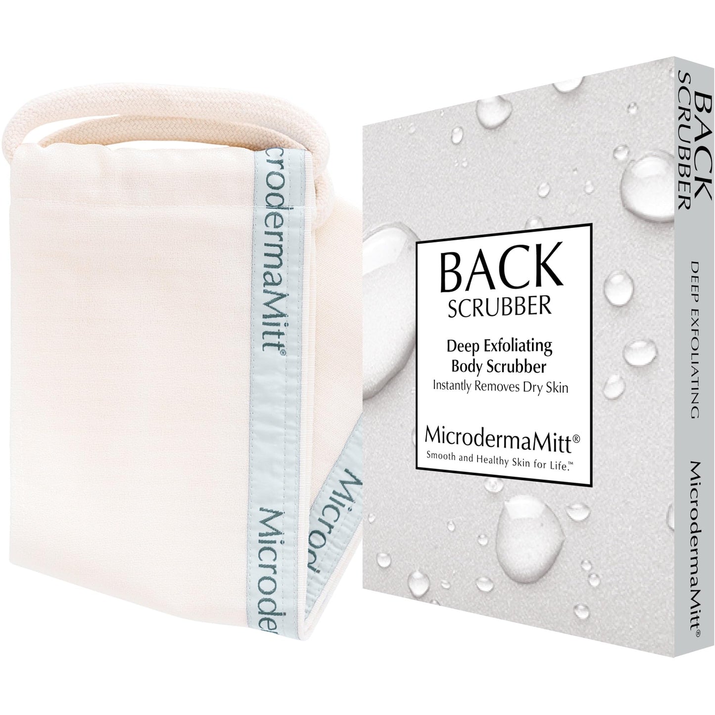 MicrodermaMitt Deep Exfoliating Back Scrubber for Bath & Shower - Dead & Dry Skin Remover - Double-Sided Exfoliator - Body Wash Cloth for Men & Women Beauty & Personal Care MicrodermaMitt