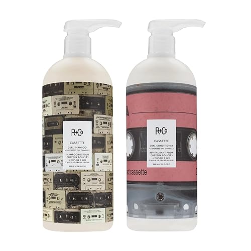 R+Co Cassette Curl Defining Shampoo and Conditioner Liter Set - Lightweight Curl Definition & Frizz Control for Natural, Bouncy Curls - Adds Shine Beauty & Personal Care R+Co