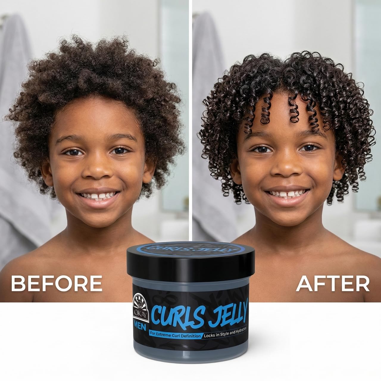 OKAY Men’s Curls Jelly, 7 oz - Curl Defining Styling Gel for Men, Lightweight Hold, Frizz Control & Natural Shine, Paraben-Free Hair Jelly for Curly Beauty & Personal Care OKAY