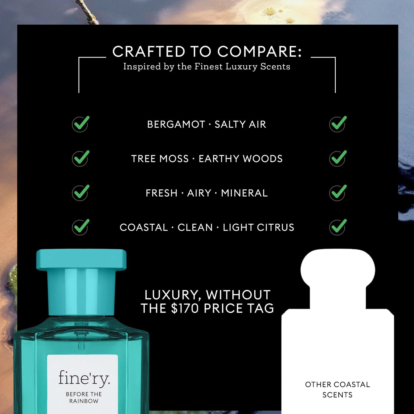 Fine'ry Before the Rainbow Hair + Body Fragrance Fine Mist Spray | Fresh, Citrus Scent with Bergamot, Salty Air & Tree Moss, Vegan & Cruelty Free Beauty & Personal Care Fine'ry