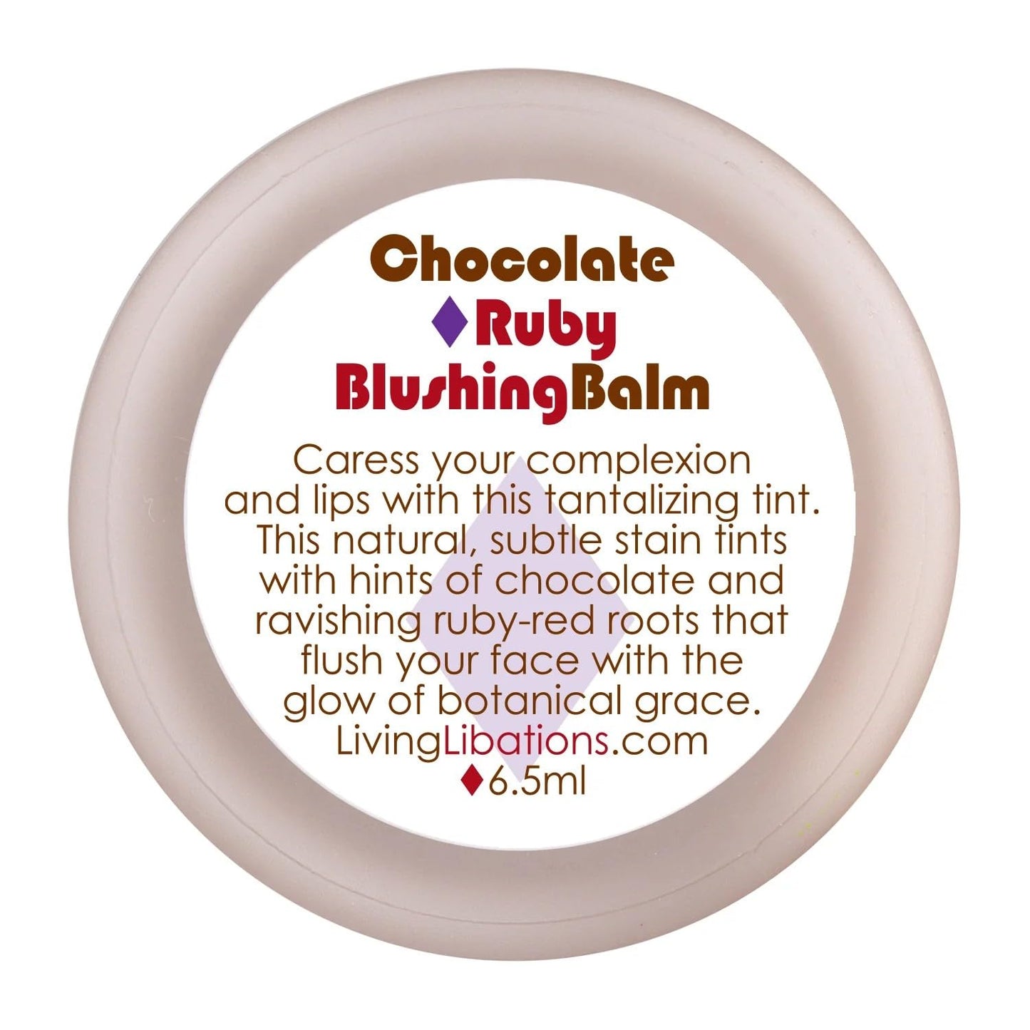 LIVING LIBATIONS - Organic Chocolate Ruby Blushing Balm - Natural, Wildcrafted Clean Beauty (.22 oz - 6.5 ml) Beauty and Personal Care LIVING LIBATIONS