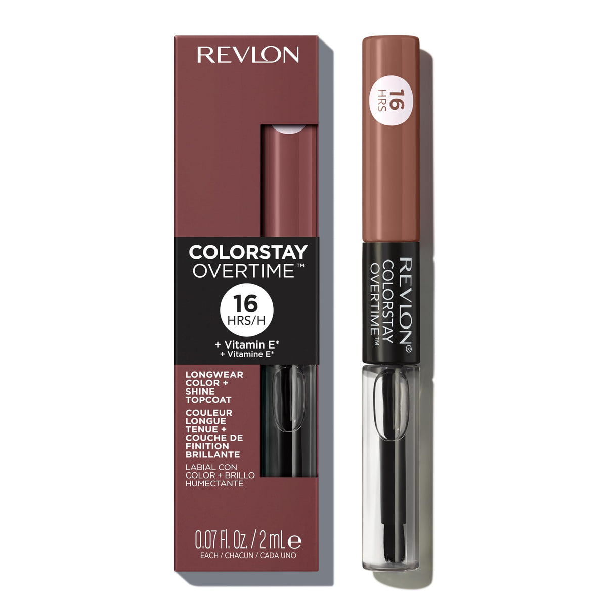 Revlon Liquid Lipstick with Clear Lip Gloss, ColorStay Overtime Lipcolor, Stocking Stuffer for Women, 560 Taupe Time, 0.07 fl oz Beauty & Personal Care REVLON