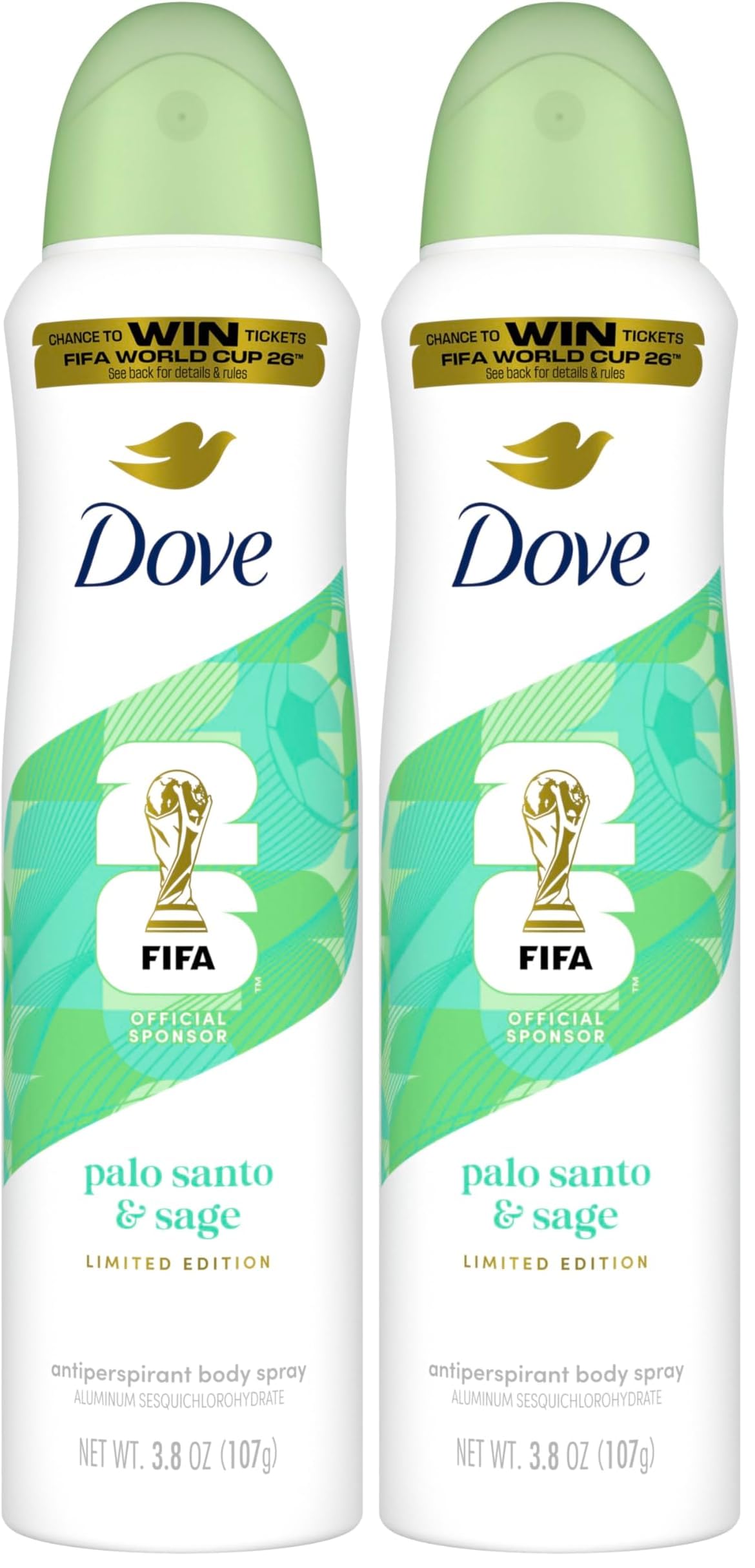 Dove Advanced Care Dry Spray Antiperspirant, Palo Santo & Sage, 72h Sweat & Odor Protection, Alcohol Free - FIFA World Cup Limited Edition, 3.8 oz Beauty and Personal Care Dove Default Title