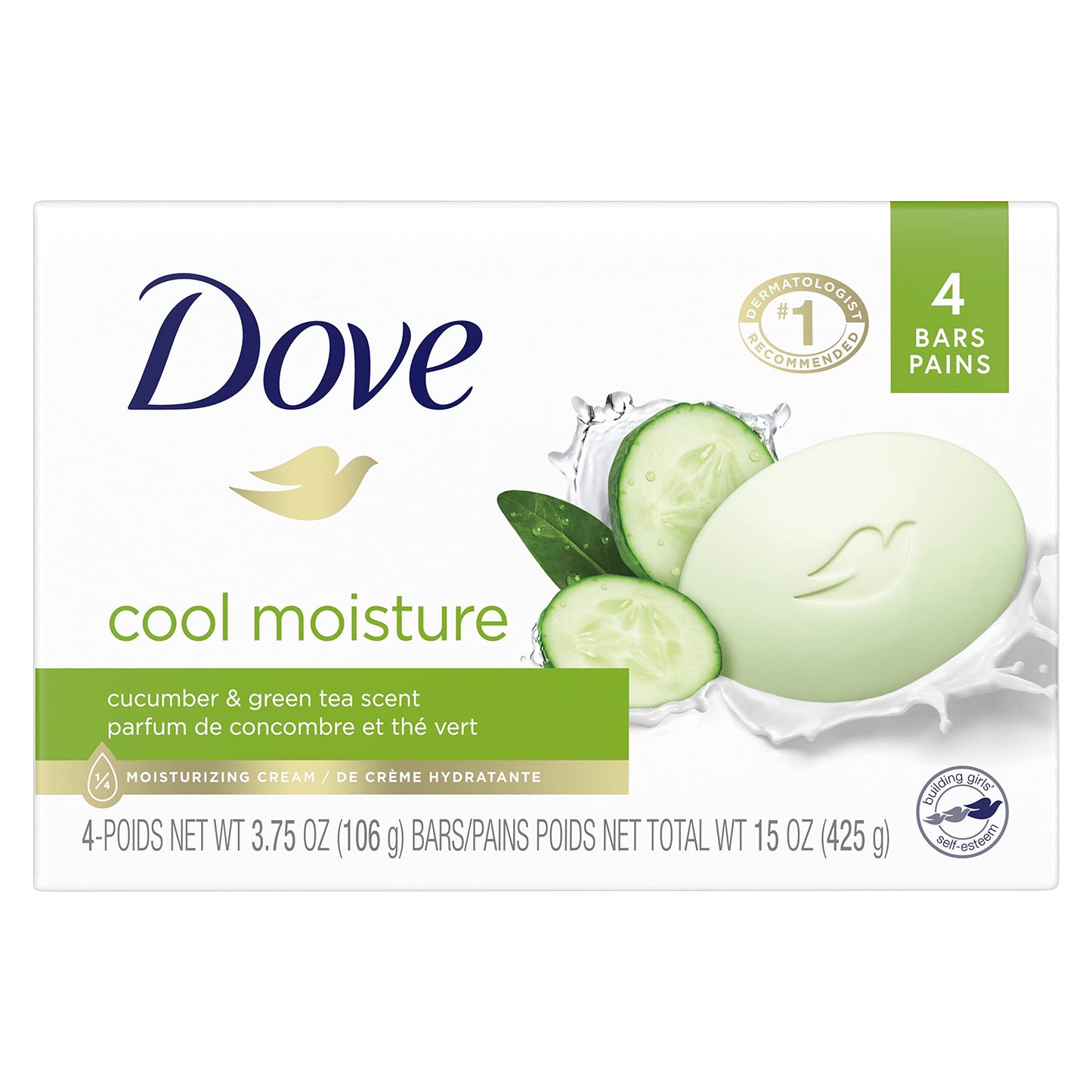 Dove Skin Care Beauty Bar For Softer Skin Cucumber and Green Tea More Moisturizing Than Bar Soap 3.75 oz, 4 Bars Beauty & Personal Care Dove