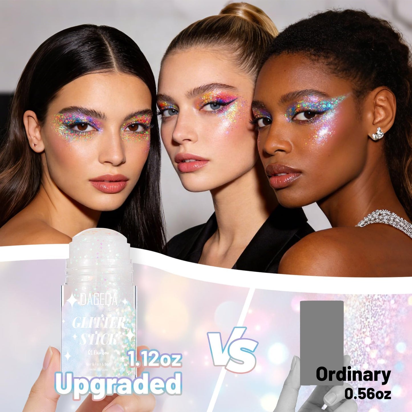 DAGEDA Galaxy Blue Body Glitter Stick,Sparkly Hair Face Glitter Makeup for Women Rave Outfit Accessories,Holographic Mermaid Glitters Face Paint Stick Beauty and Personal Care DAGEDA