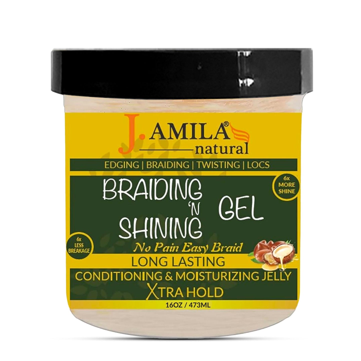 J. AMILA Natural Award-Winning Braiding & Shining Gel 16oz - Extreme Hold, Moisturizing & Conditioning for Smooth, Long-Lasting Styles Beauty & Personal Care J. AMILA